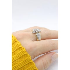 14k Yellow Gold Ring. Round Diamond Cluster Ring. Waterfall diamond. 1.75ctw