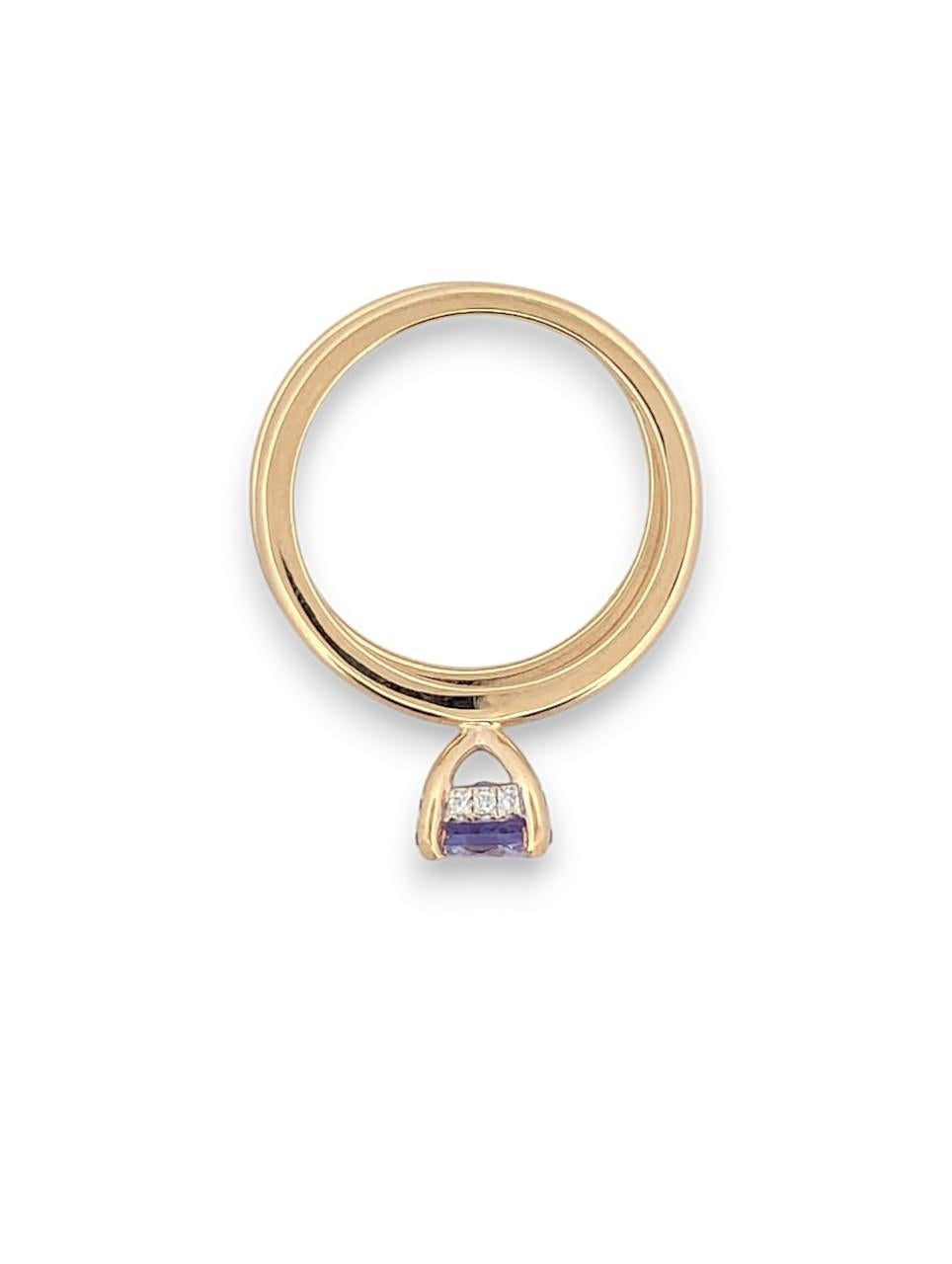 Women's Vivienne  14K Yellow Gold Ring Set With 1.20 CT Tanzanite Center, Size 7.25 For Sale
