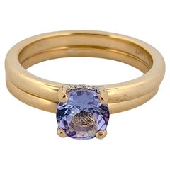Vivienne  14K Yellow Gold Ring Set With 1.20 CT Tanzanite Center, Size 7.25