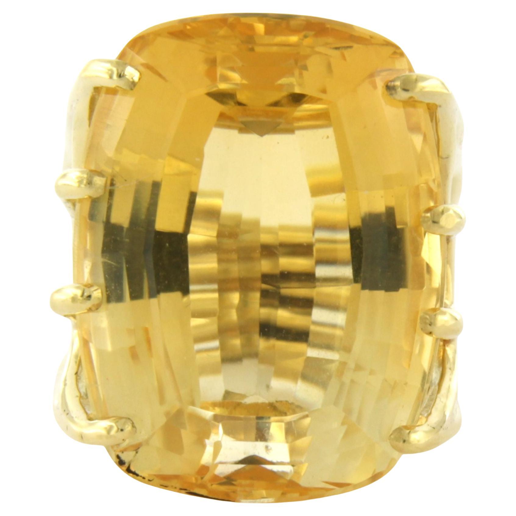Bague en or jaune 14k sertie d'une citrine jusqu'à 45,00 ct - 22,9 grammes