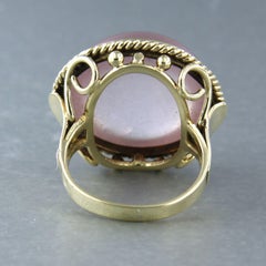 14k yellow gold ring set with pink quartz – ring size US. 6 – EU. 16.5(52)