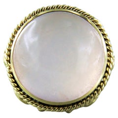 Bague en or jaune 14k sertie de quartz rose - taille US. 6 - EU. 16.5(52)