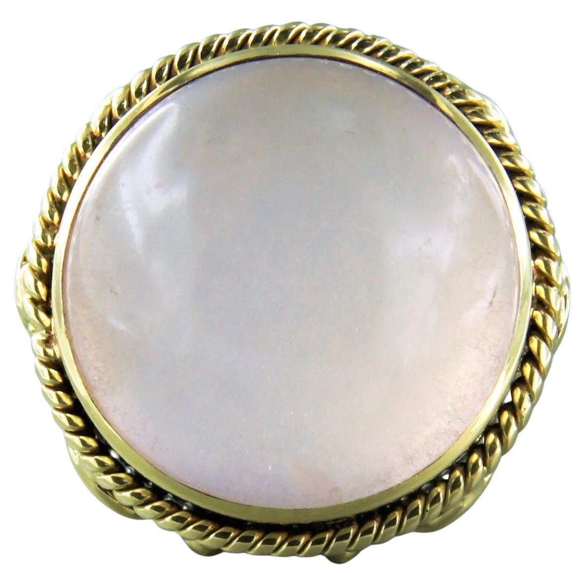 Anello in oro giallo 14k con quarzo rosa incastonato - misura US. 6 - EU. 16.5(52) in vendita