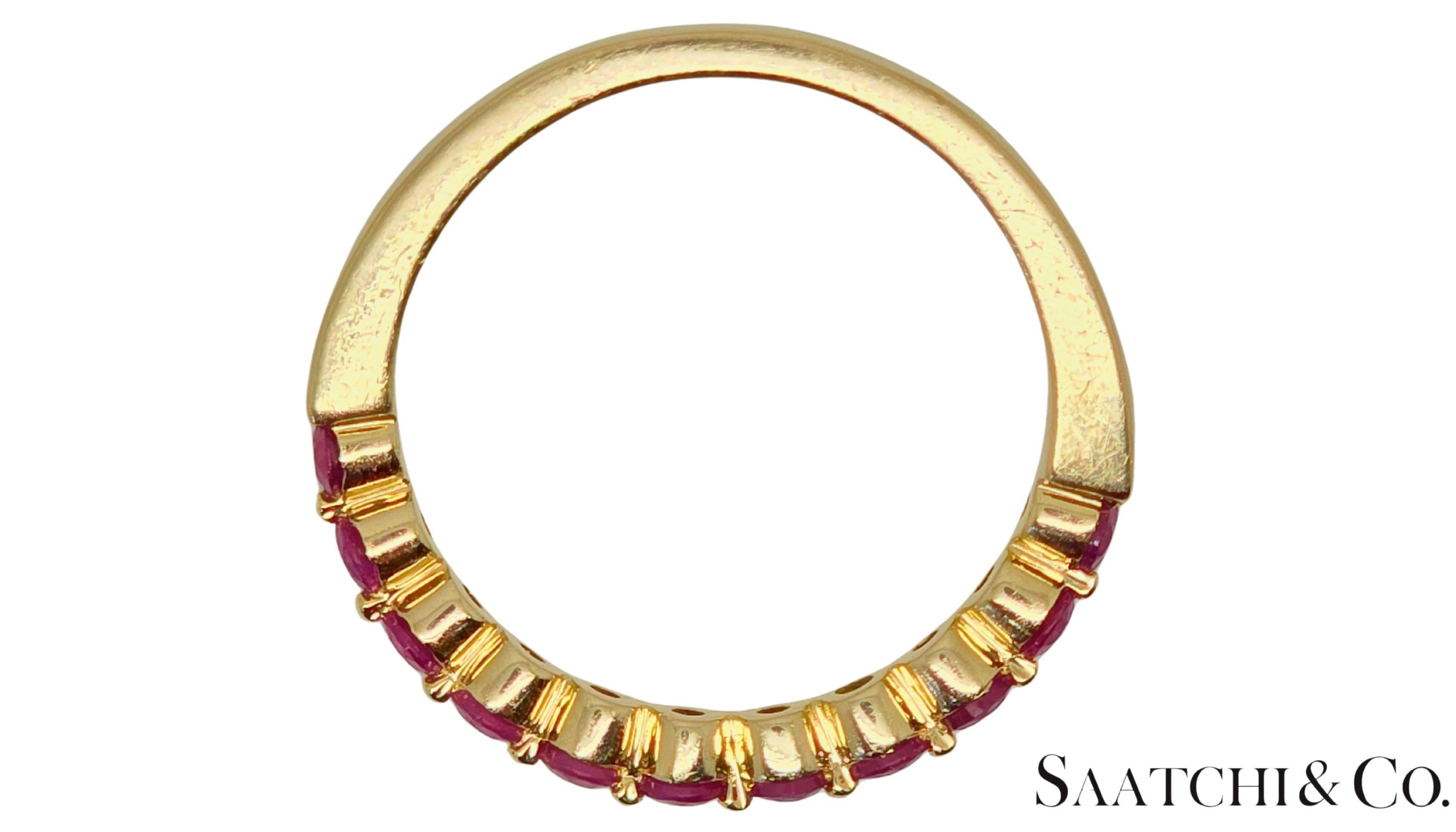 Taglio rotondo Anello in oro giallo 14K con rubino naturale da 0,60 carati  Taglia 7 2,8 grammi in vendita