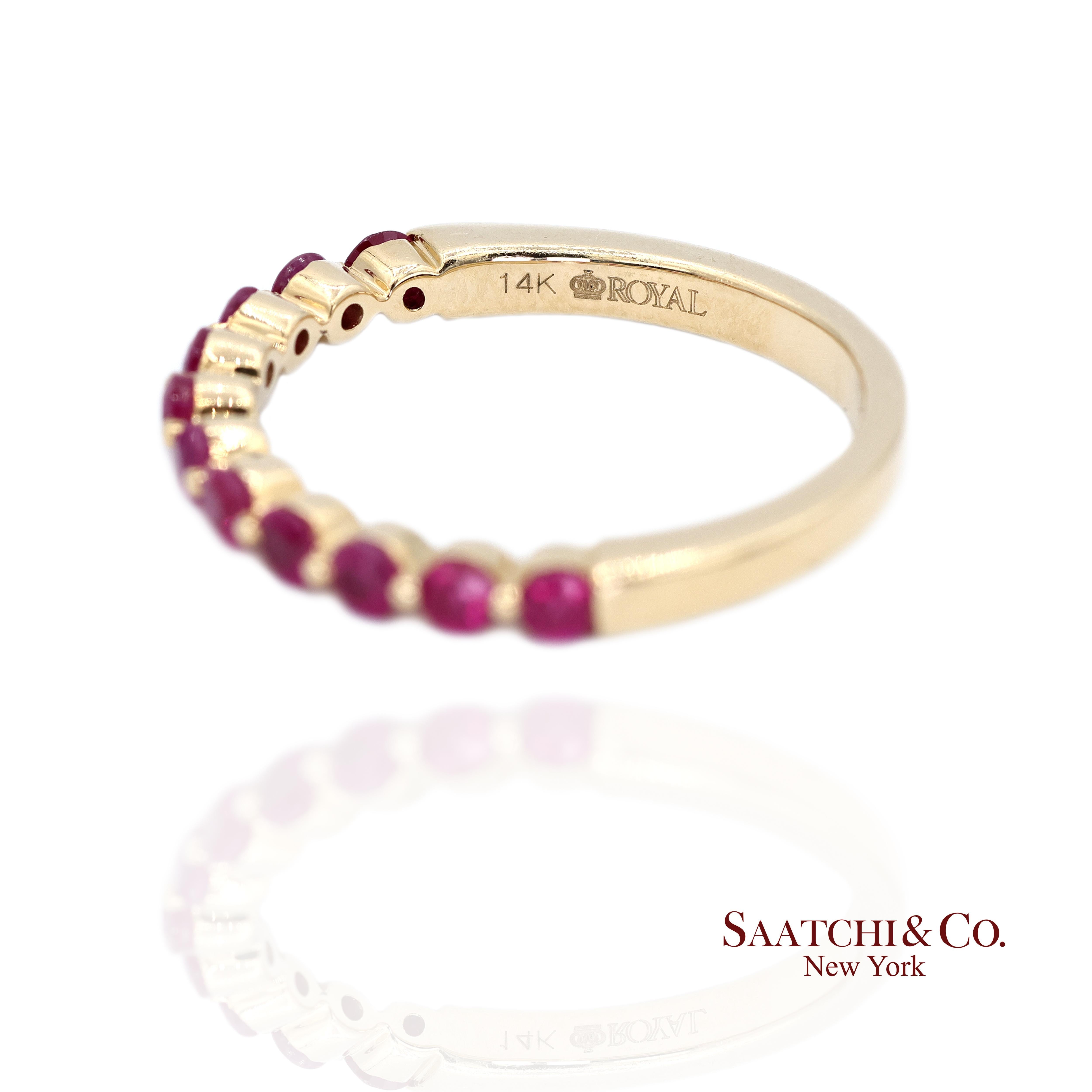 14K Gelbgold Ring mit 0,60 Karat natürlichem Rubin Größe 7 2,8 Gramm im Zustand „Neu“ im Angebot in New York, NY