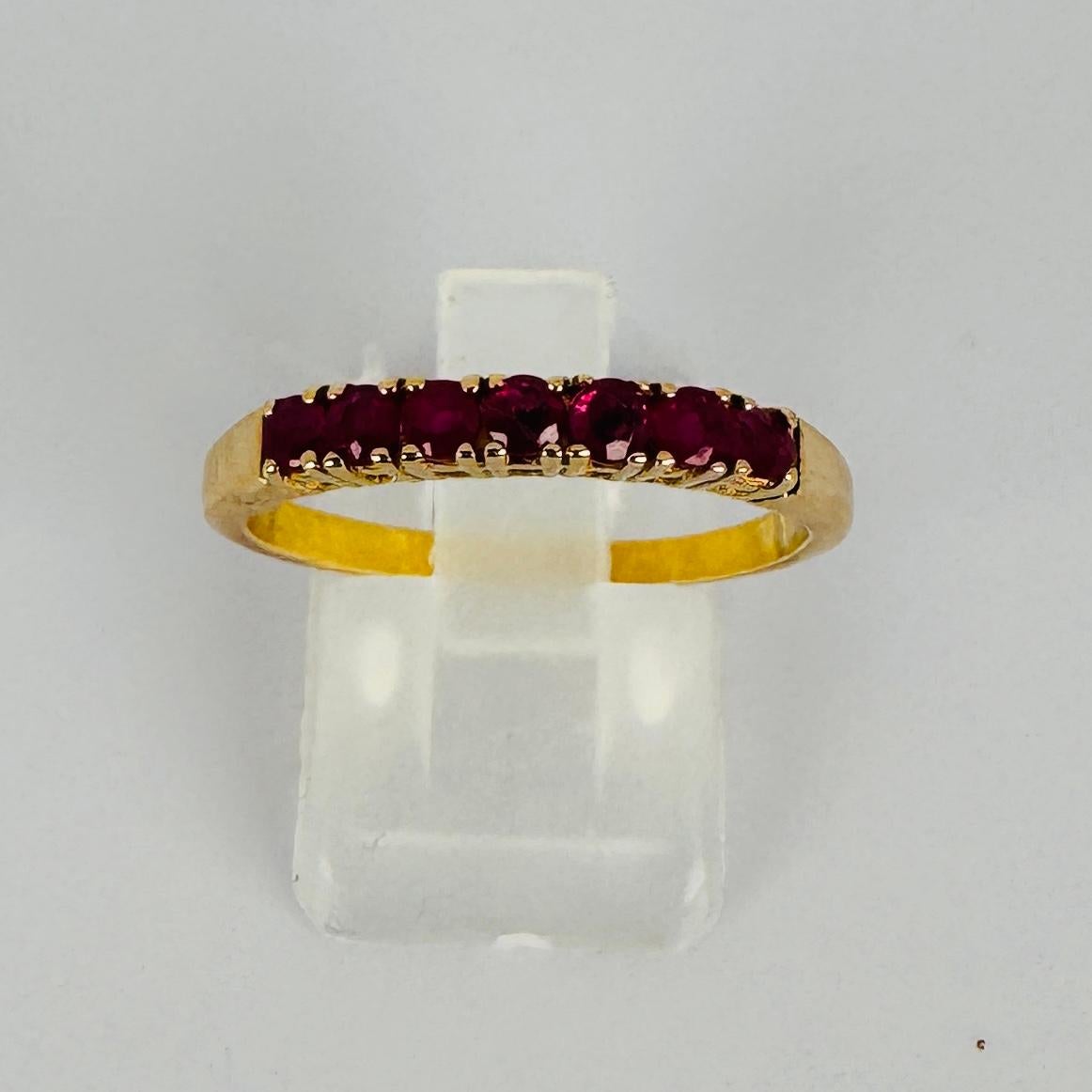 14k yellow gold ring with 10 brilliant cut red tourmalines 4
