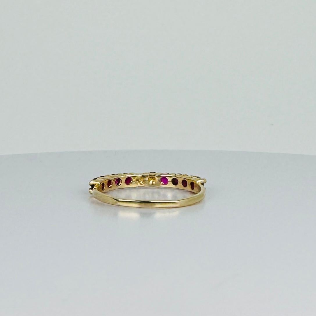 14k yellow gold ring with 10 brilliant cut red tourmalines 1
