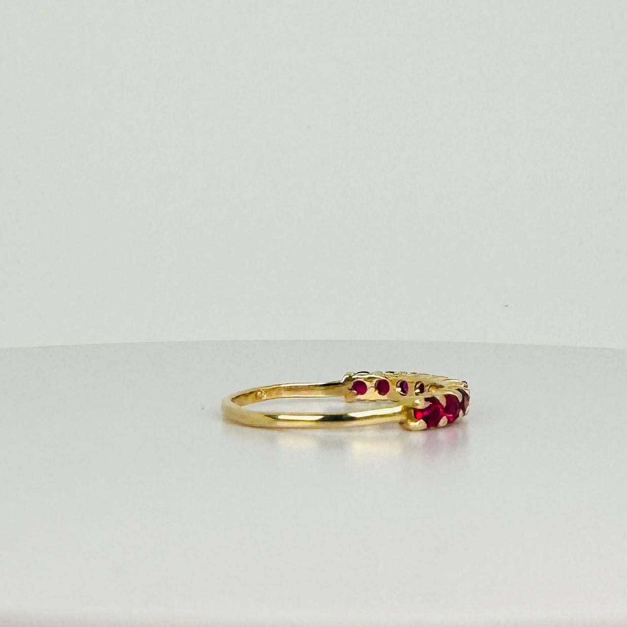 14k yellow gold ring with 10 brilliant cut red tourmalines 2