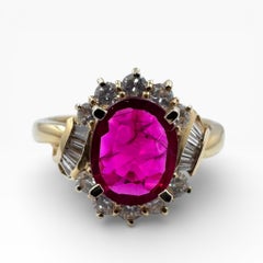14K Yellow Gold Ring with 2.50 Ct. Ruby and Diamonds. (Size 7.25)