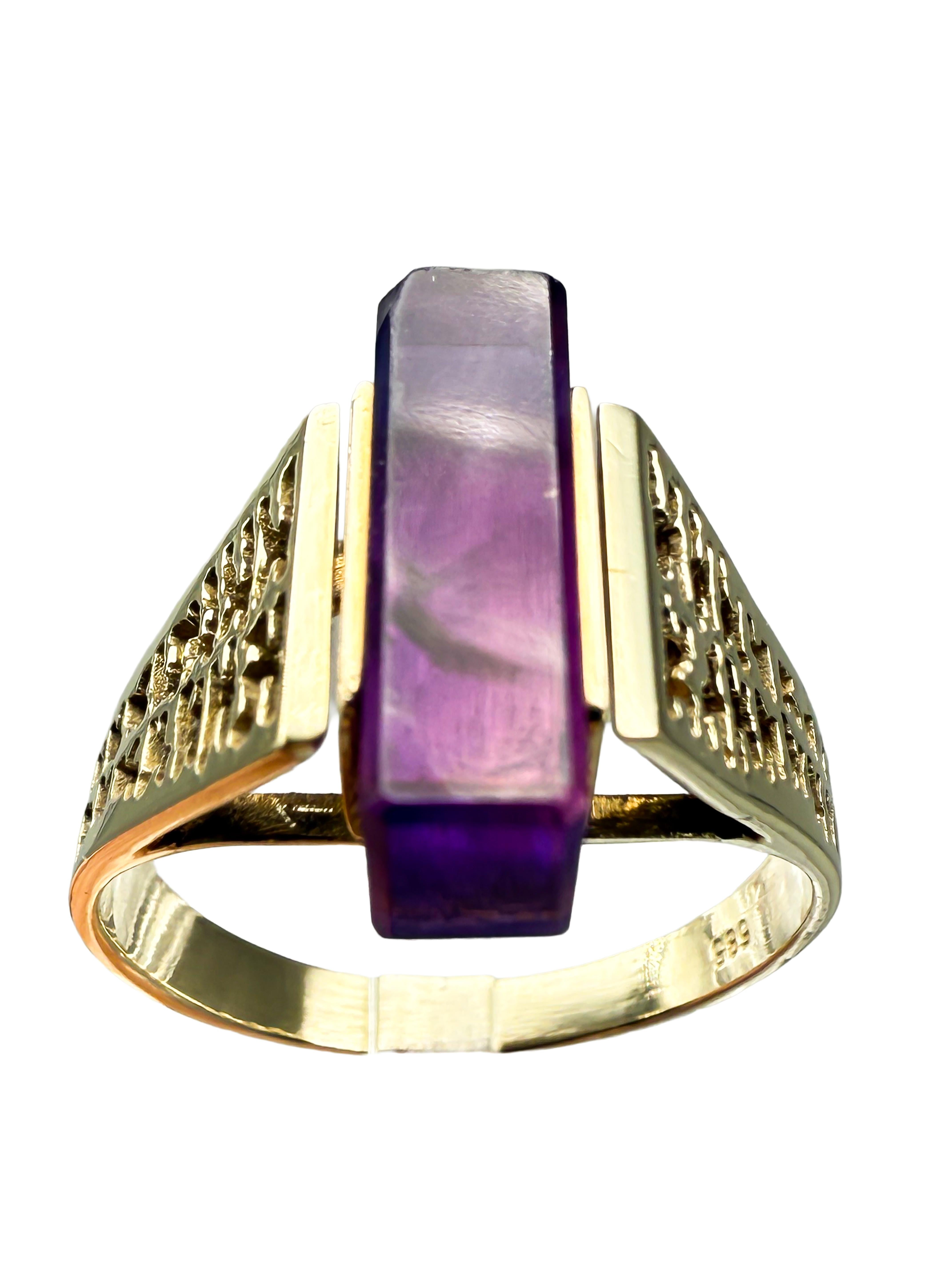 14K Yellow Gold Ring with Amethyst; Certificate Included in vendita 1