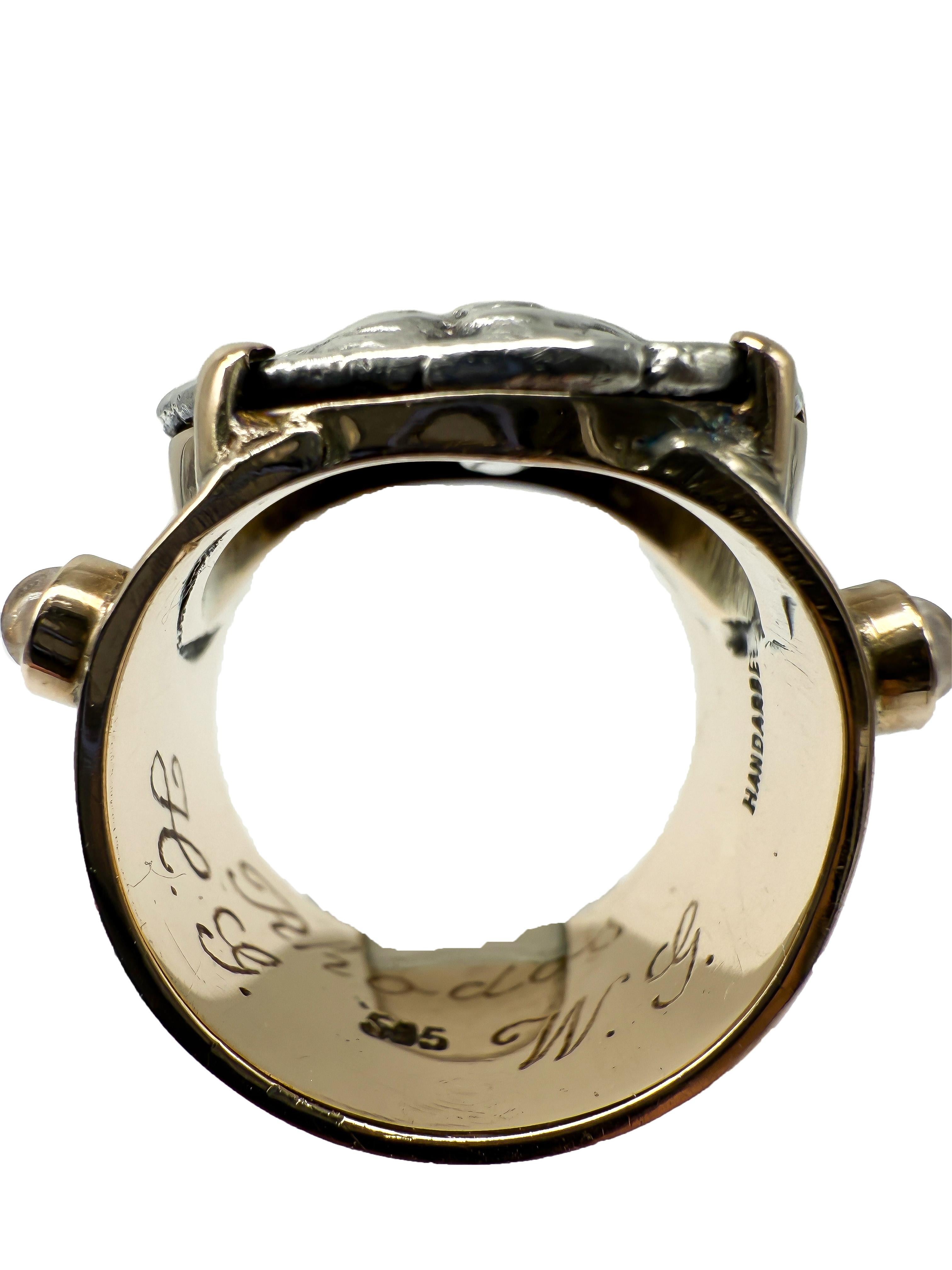 da uomo o donna 14K Yellow Gold Ring with Antique Greek Coin in vendita