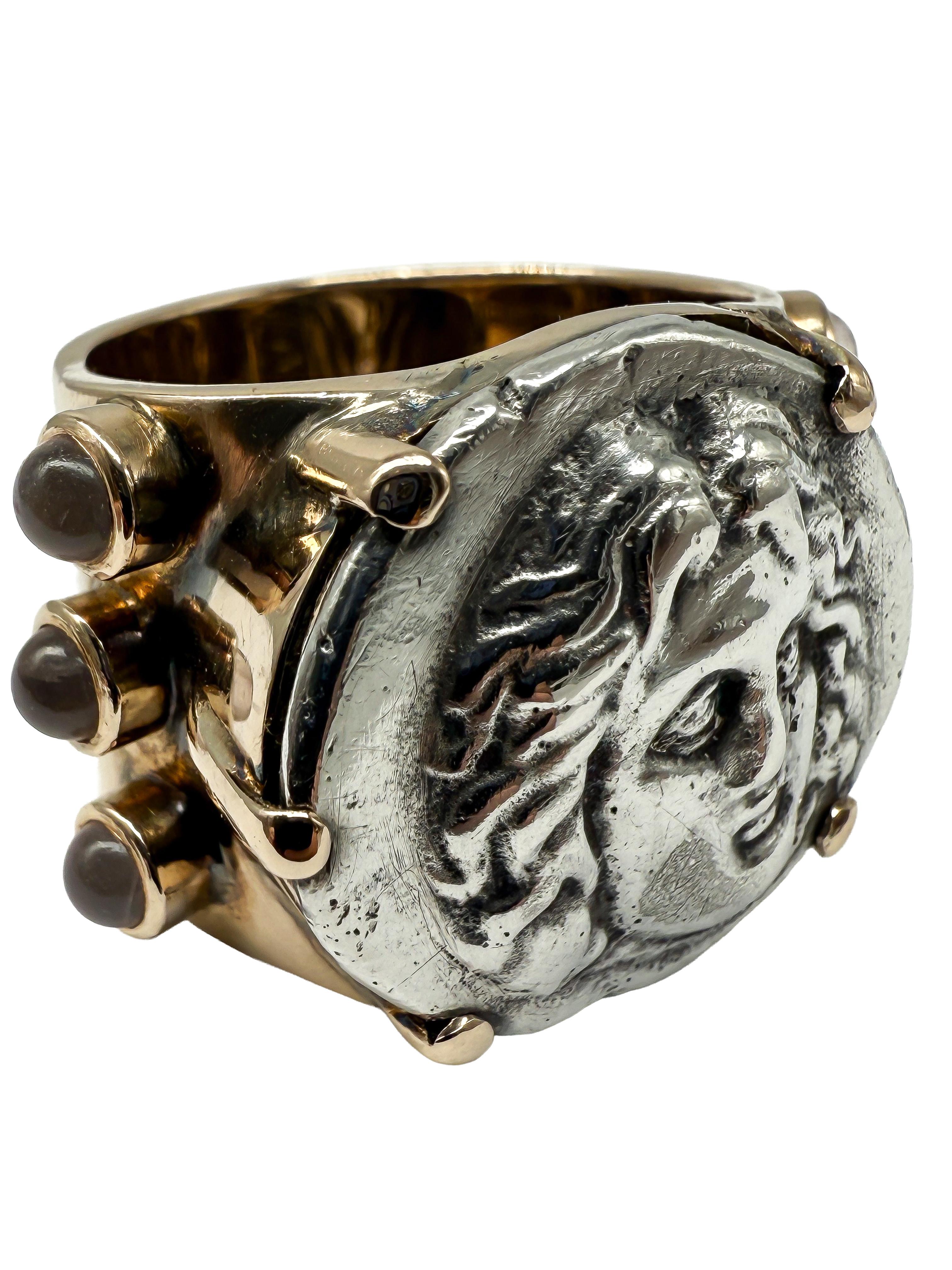 14K Yellow Gold Ring with Antique Greek Coin in vendita 2