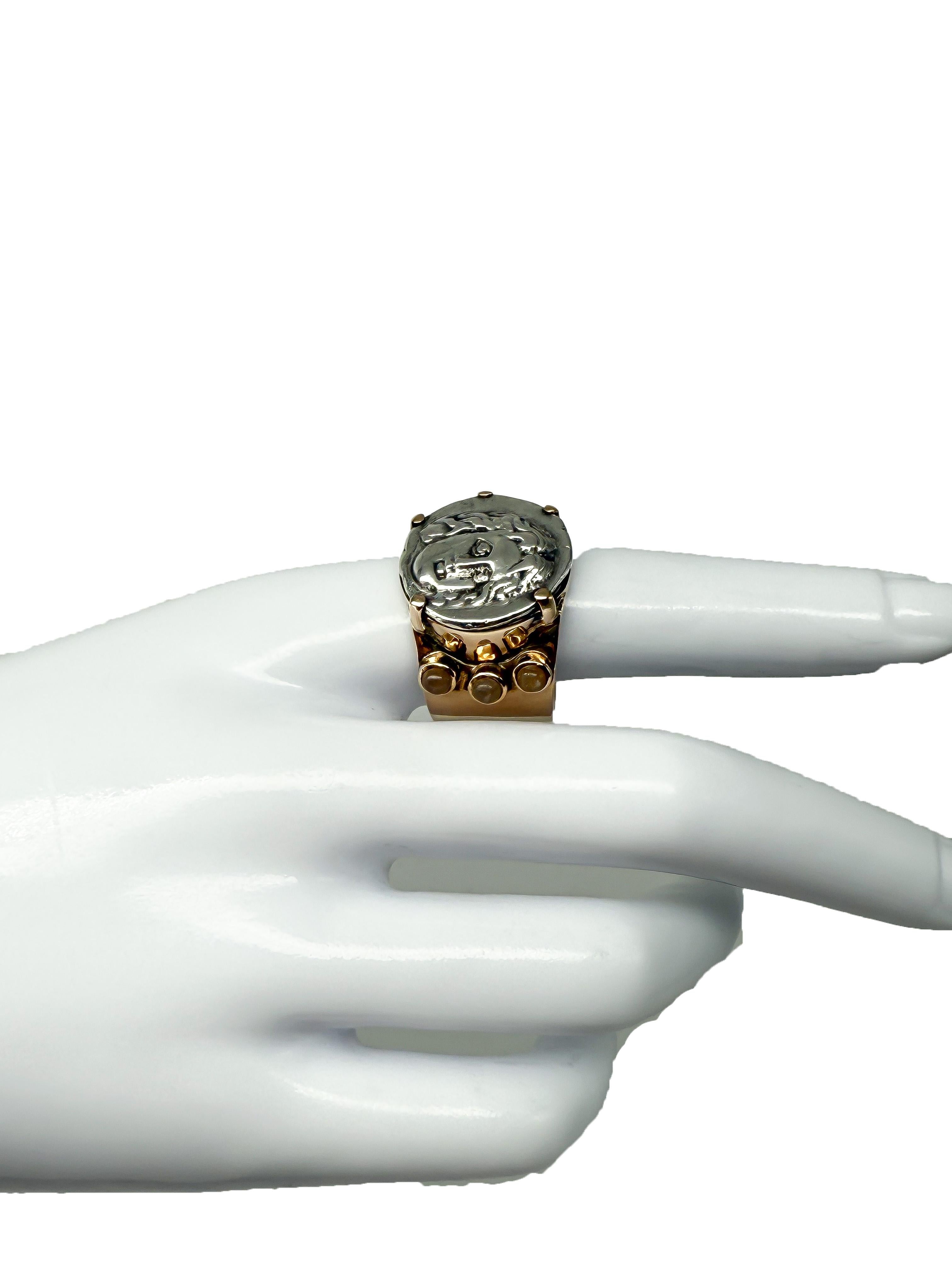 14K Yellow Gold Ring with Antique Greek Coin in vendita 3