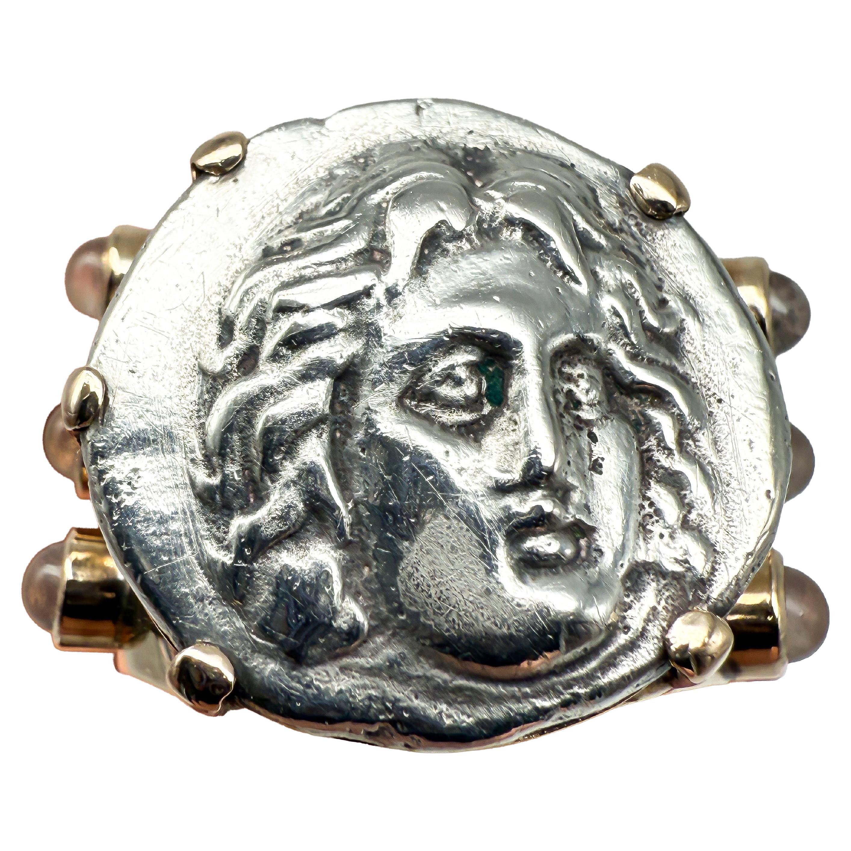 14K Yellow Gold Ring with Antique Greek Coin