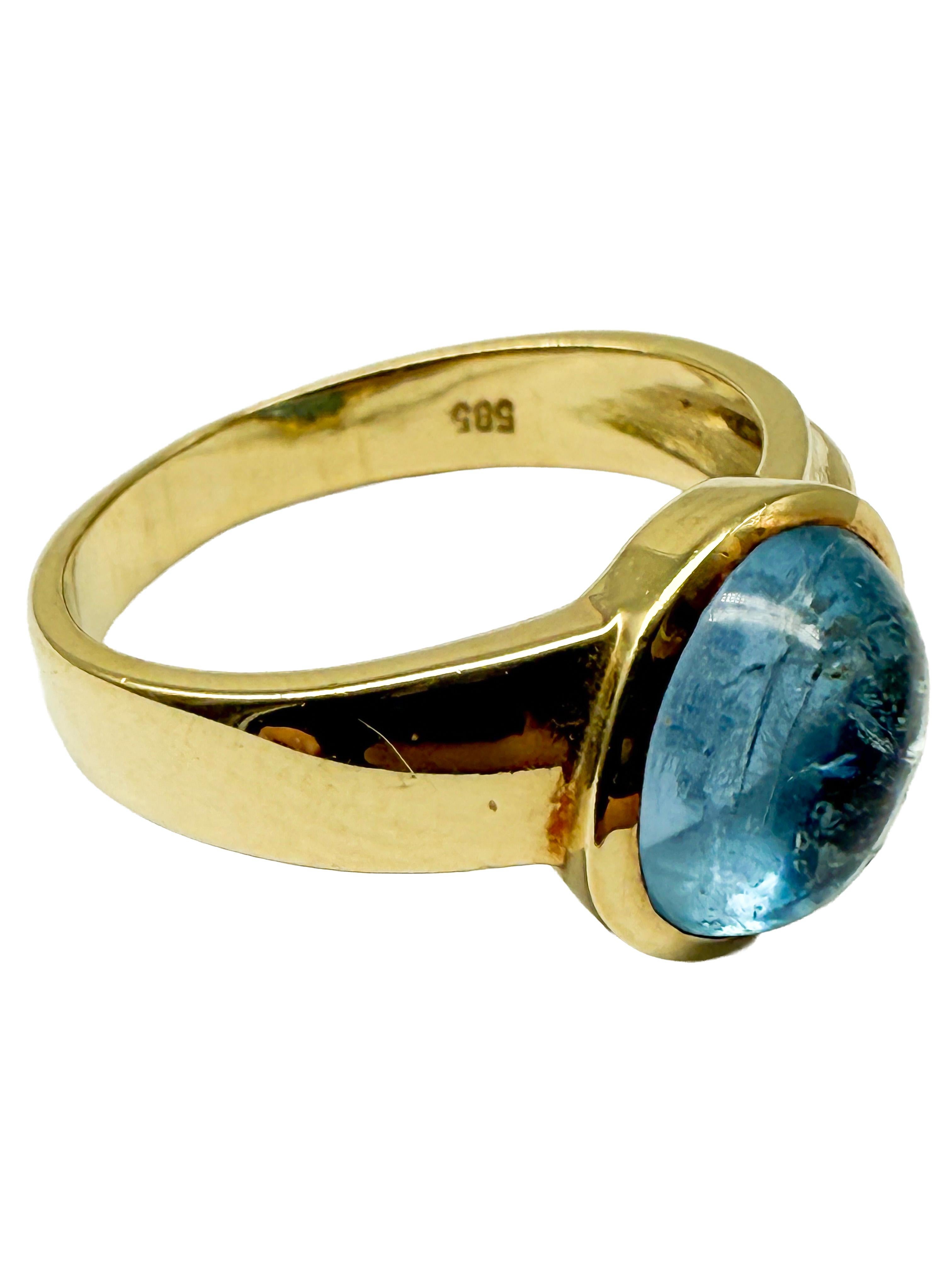14K Yellow Gold Ring with Aquamarine & Diamonds im Angebot 2