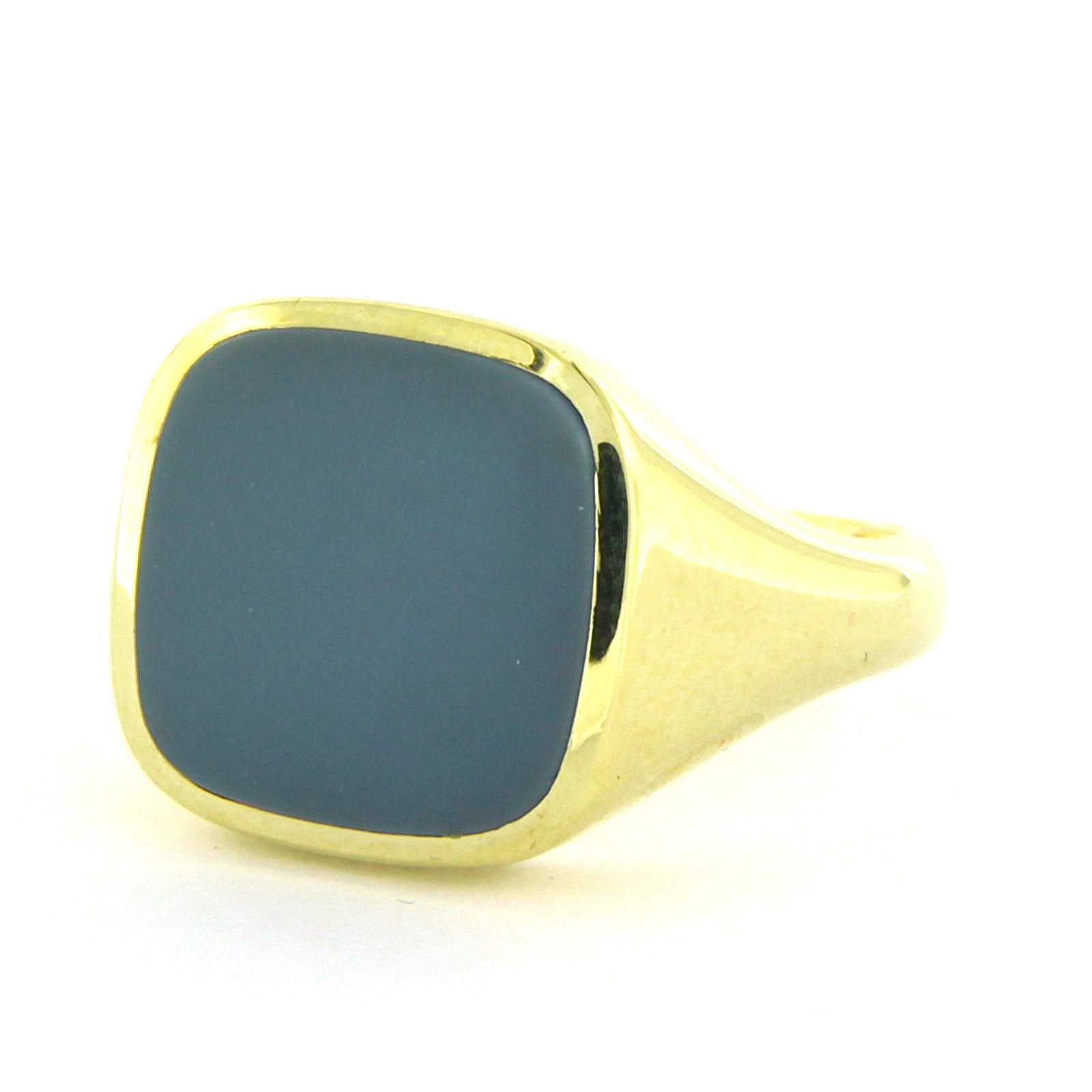 Anello in oro giallo 14k con pietra blu a strati - misura US 9,75 - 9,5 grammi In condizioni ottime in vendita a The Hague, ZH