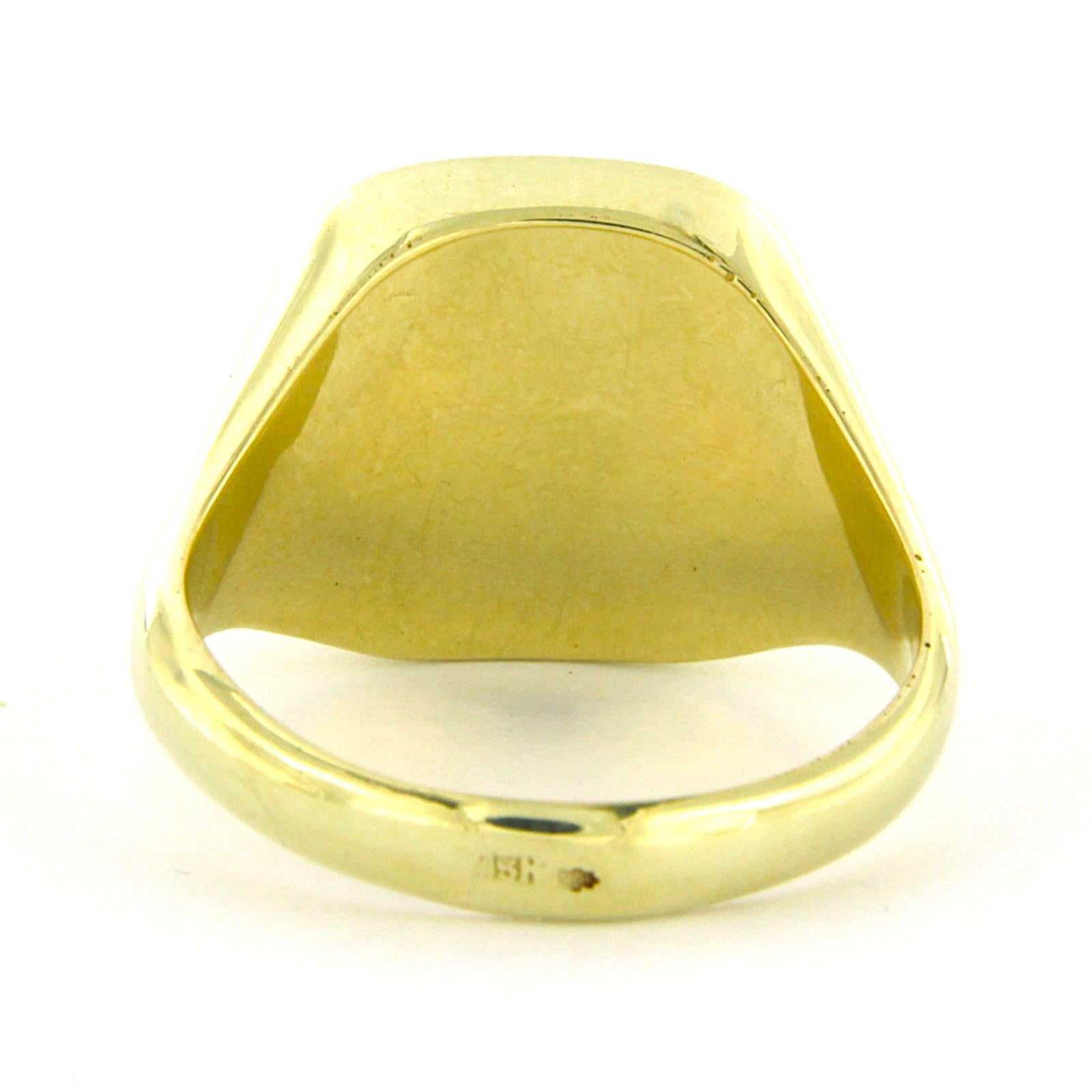 Uomo Anello in oro giallo 14k con pietra blu a strati - misura US 9,75 - 9,5 grammi in vendita