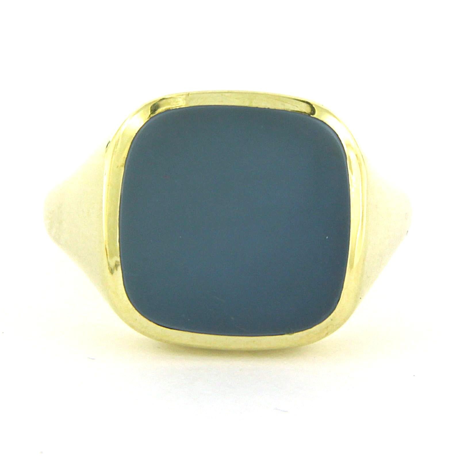 Anello in oro giallo 14k con pietra blu a strati - misura US 9,75 - 9,5 grammi in vendita 2