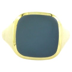 Ring aus 14 Karat Gelbgold mit blauem Schichtstein - Ringgröße US 9,75 - 9,5 Gramm