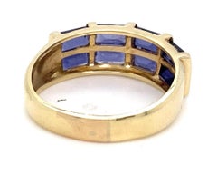 14k Yellow Gold Ring with Channel Set Sapphire Baguettes, Size 9