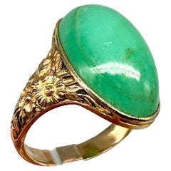 14K Yellow Gold Ring with Chrysoprase