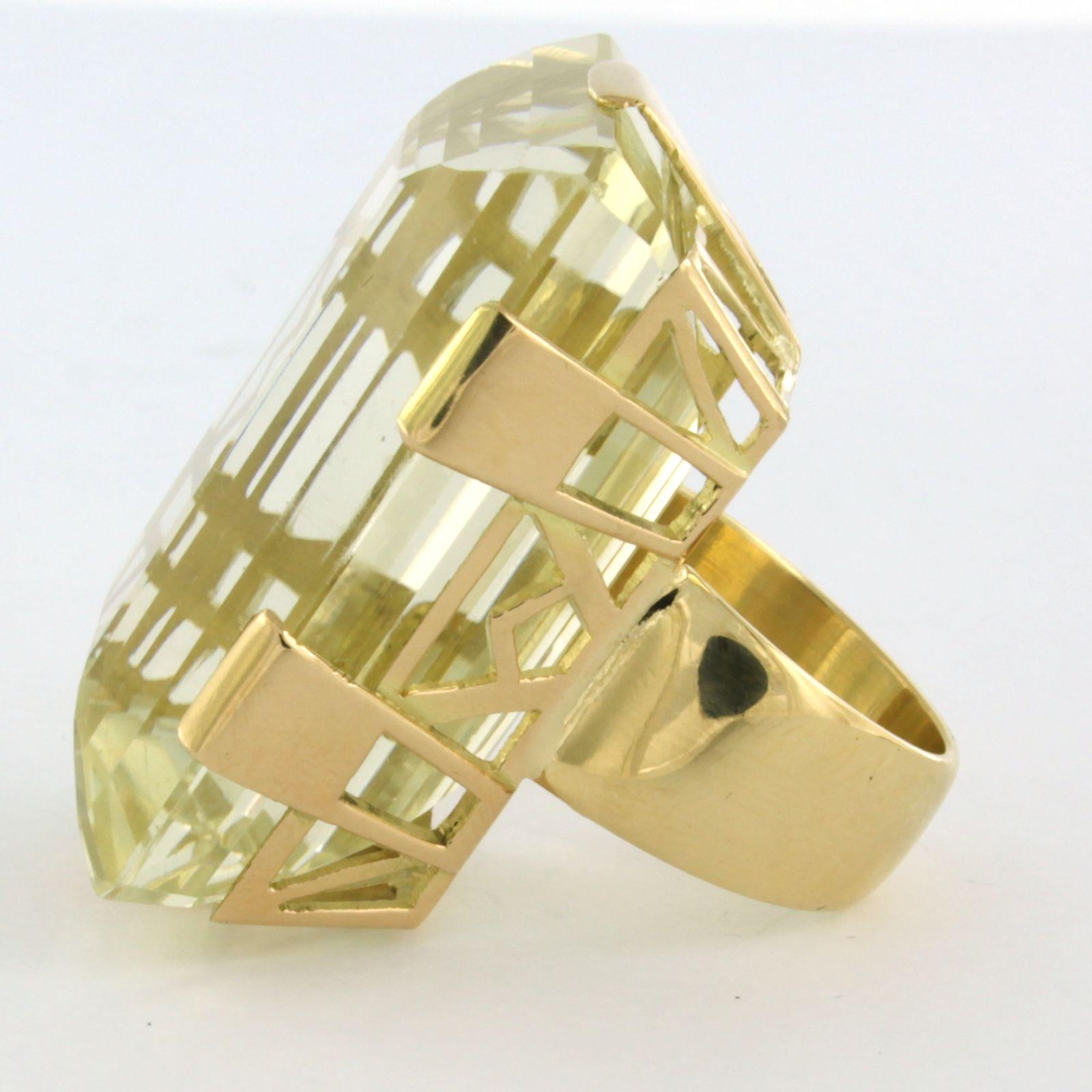 Retro 14k yellow gold ring with citrine up to 110.0ct - 47.2 grams For Sale