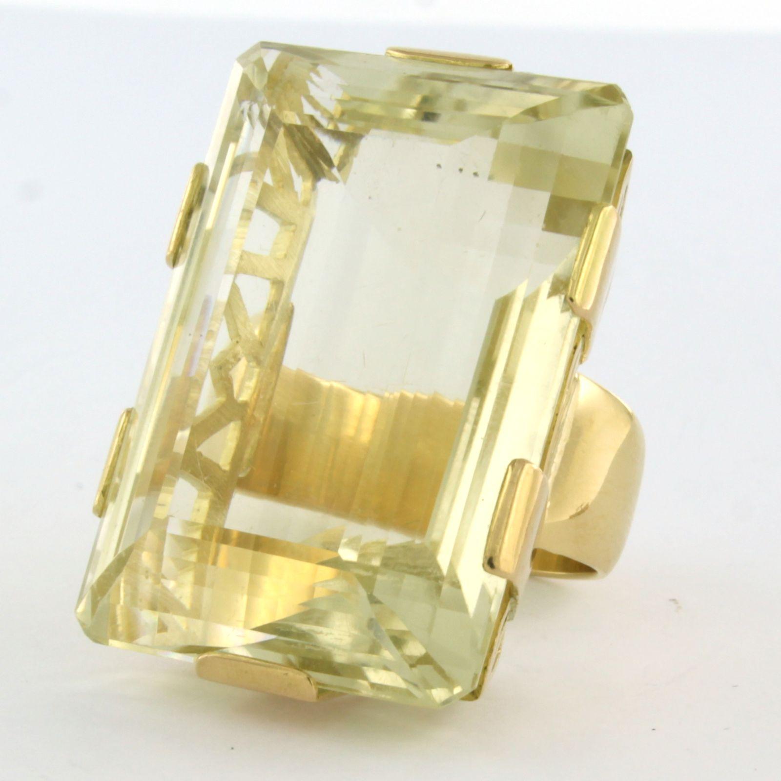 Emerald Cut 14k yellow gold ring with citrine up to 110.0ct - 47.2 grams For Sale