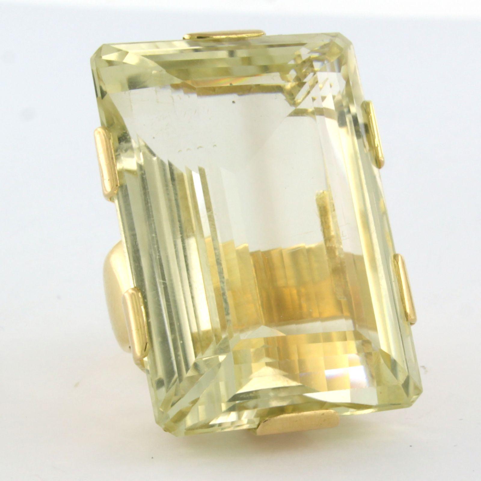 14k yellow gold ring with citrine up to 110.0ct - 47.2 grams In Excellent Condition For Sale In The Hague, ZH