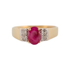 14k Yellow Gold Ring with Diamonds and Ruby