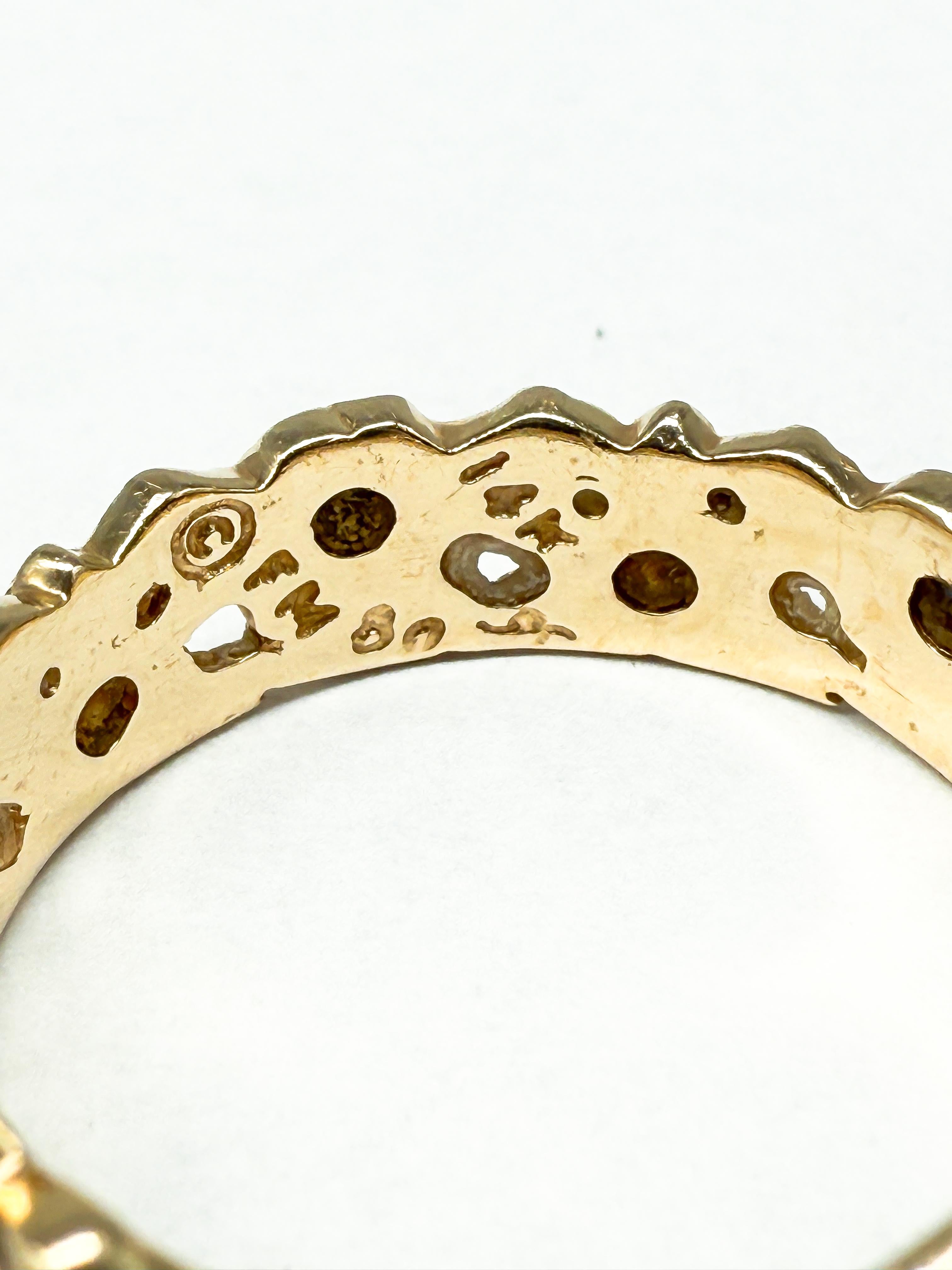 da uomo o donna Anello in oro giallo 14K con diamanti e zaffiri in vendita