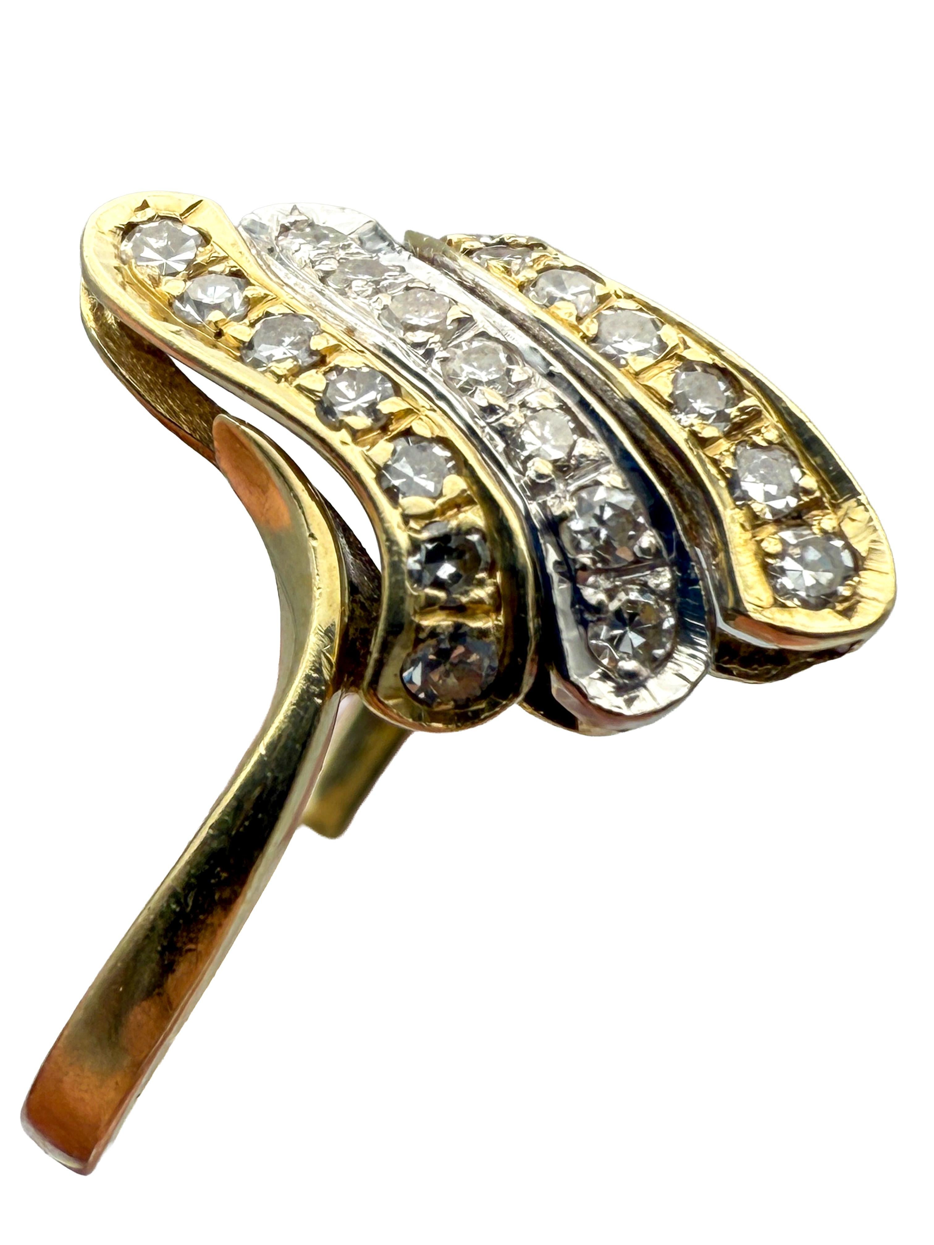 Moderno Anello in oro giallo 14K con diamanti in vendita