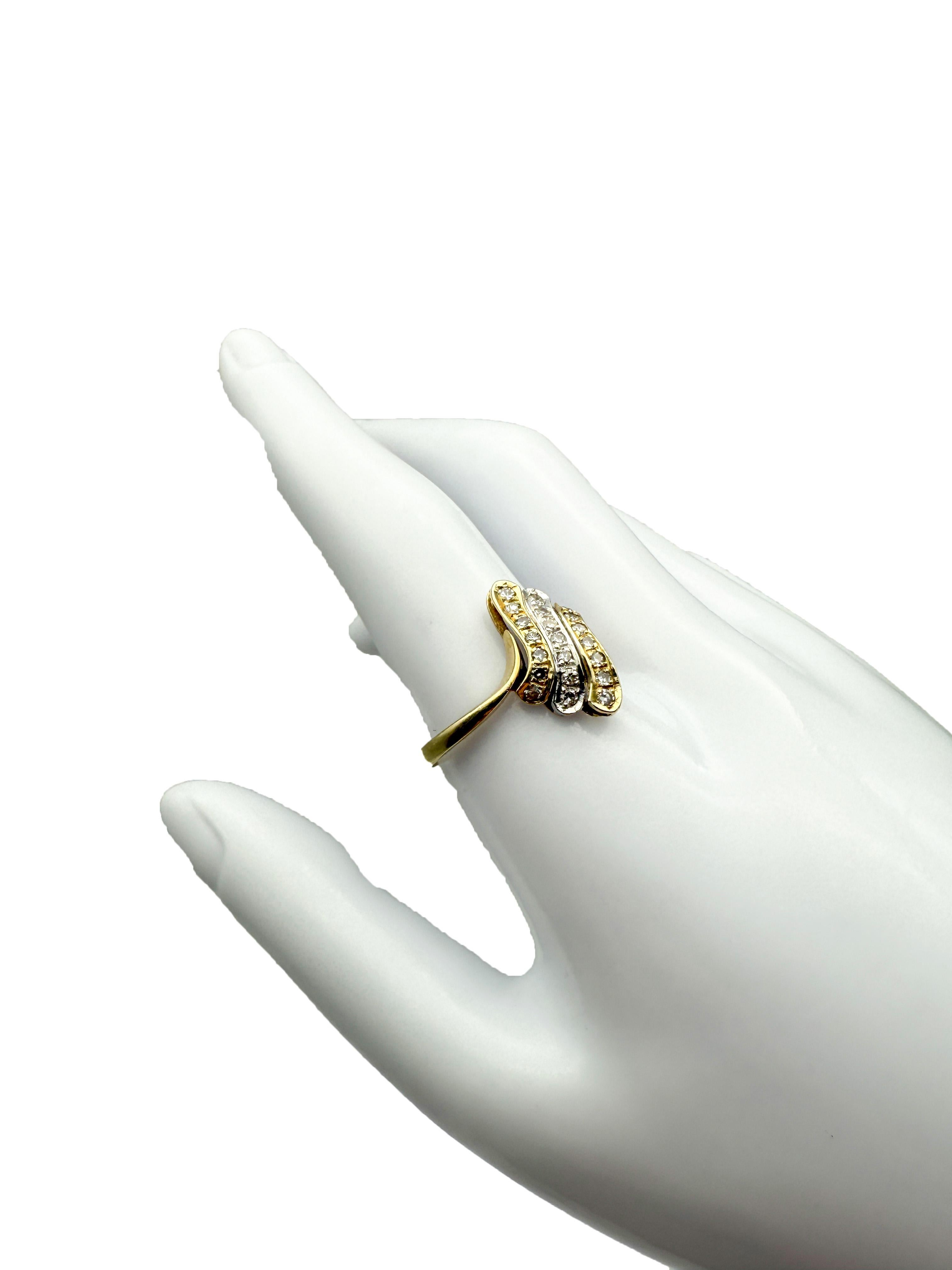 Taglio brillante Anello in oro giallo 14K con diamanti in vendita