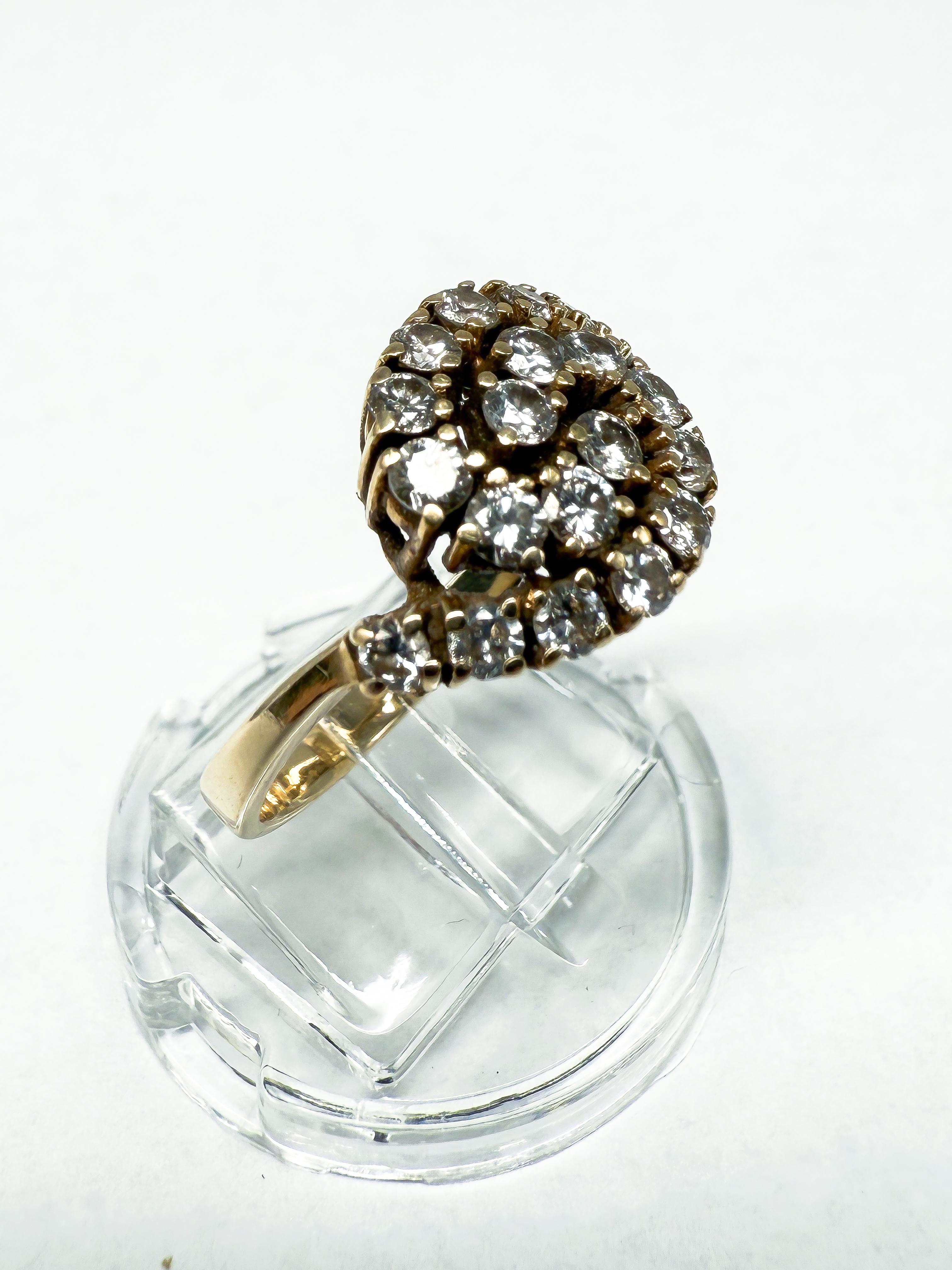 Bague en or jaune 14 carats avec diamants Bon état - En vente à Berlin, DE