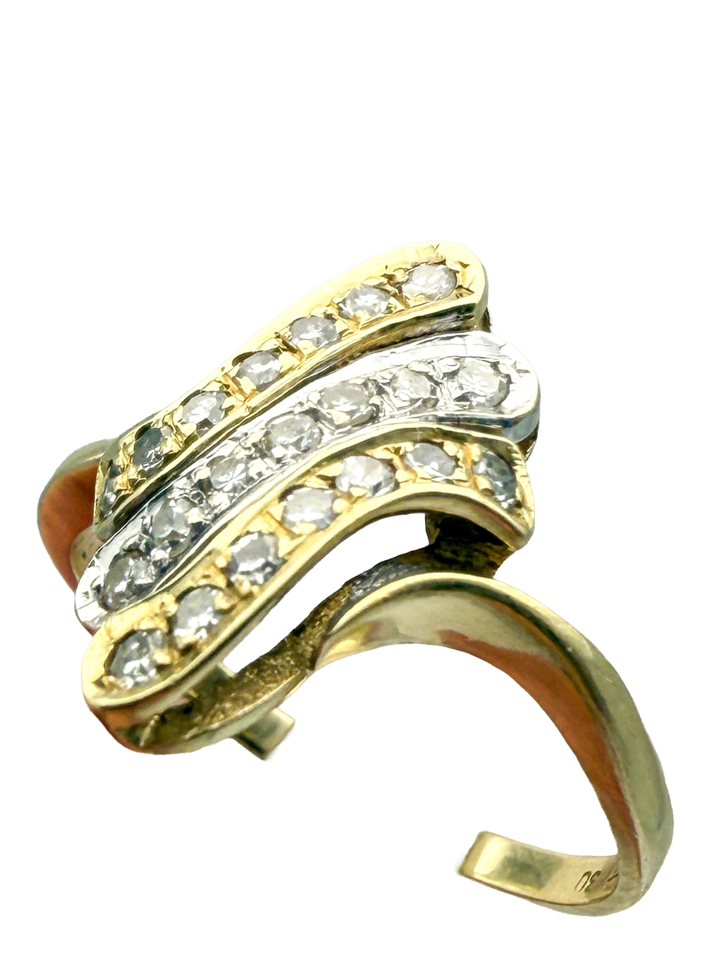 da uomo o donna Anello in oro giallo 14K con diamanti in vendita