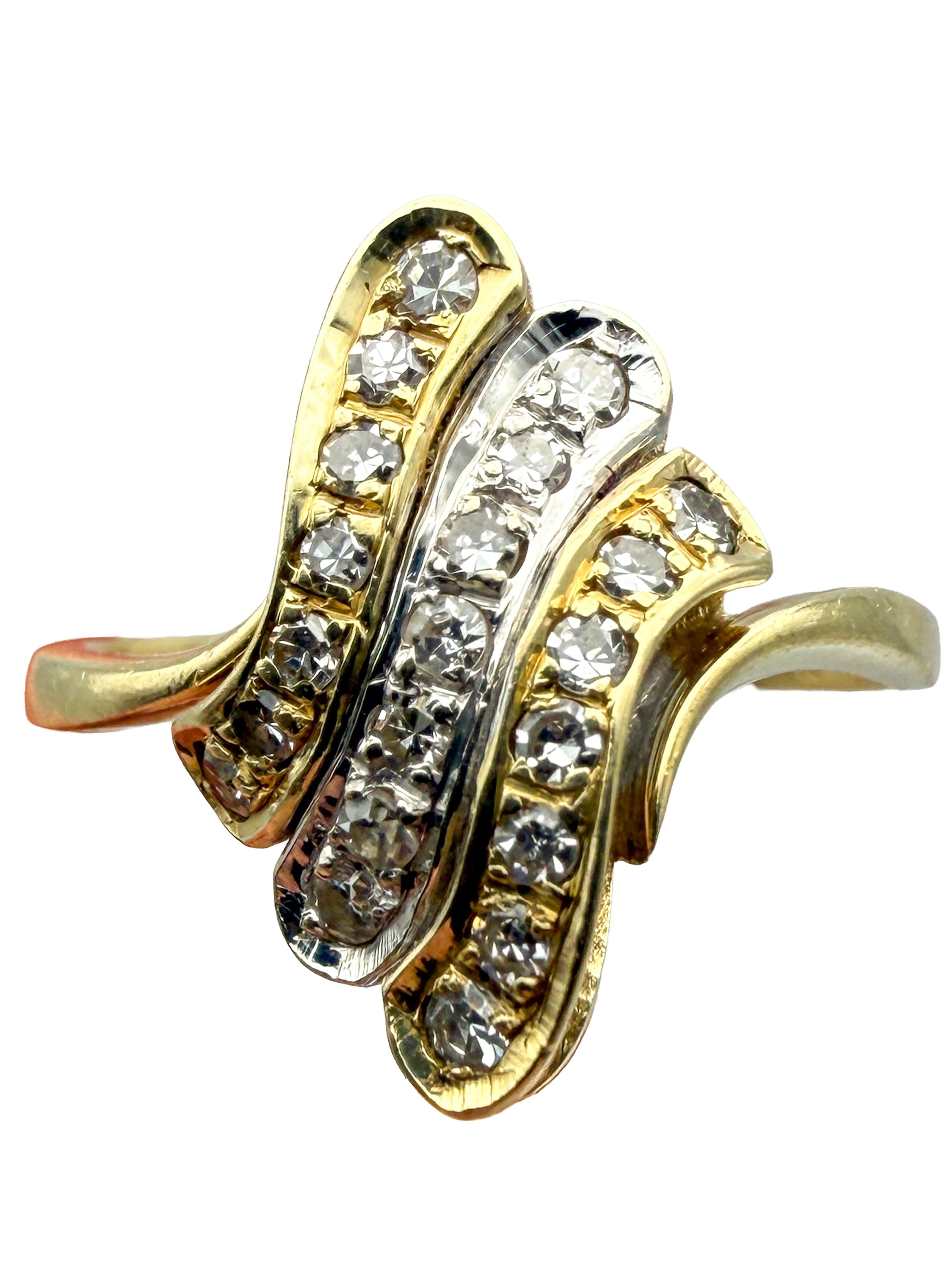 Anello in oro giallo 14K con diamanti in vendita 1