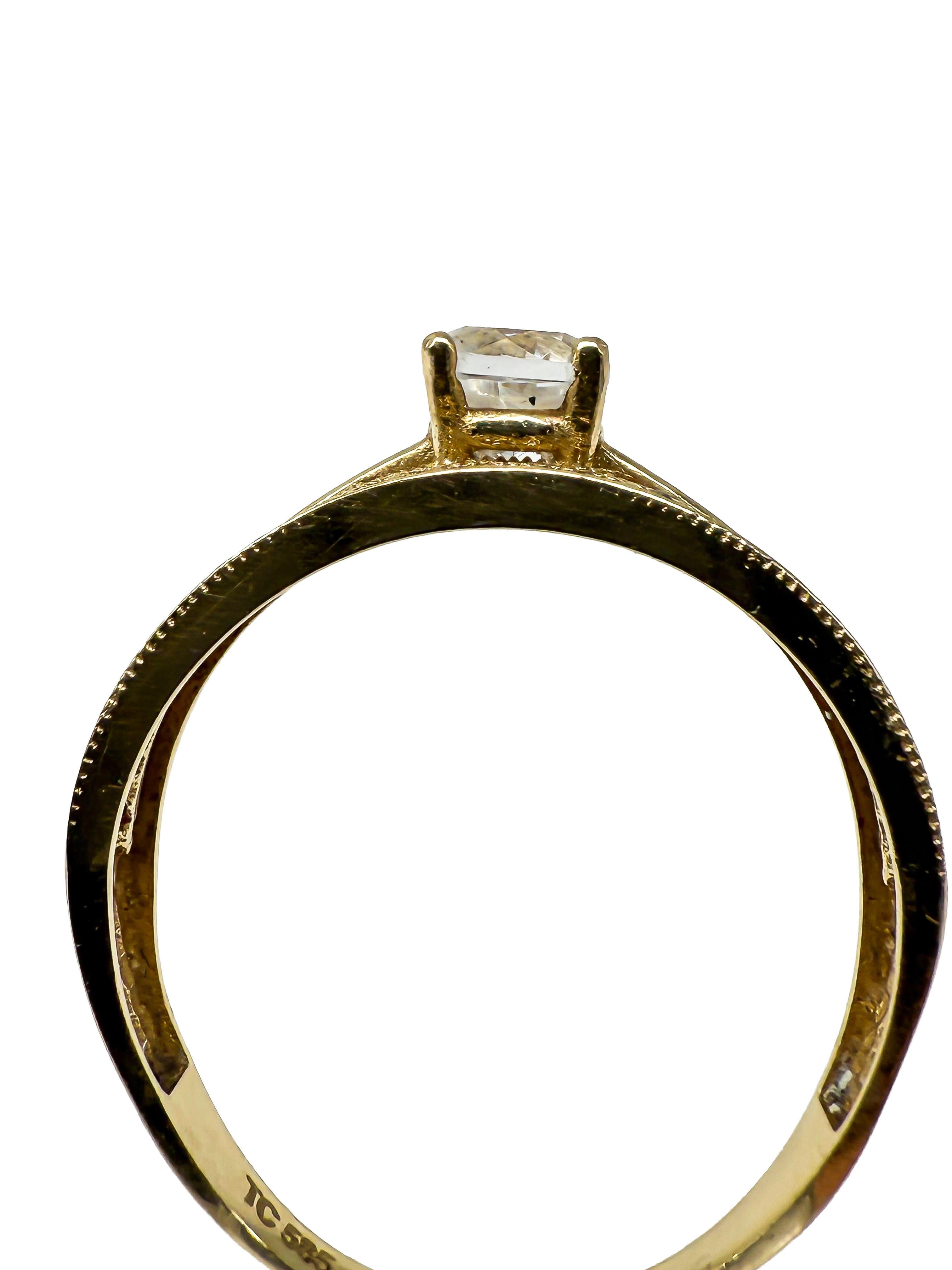 Anello in oro giallo 14K con diamanti in vendita 2