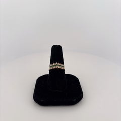 14K Yellow Gold Ring with Emeralds and Diamond In Chevron Design
