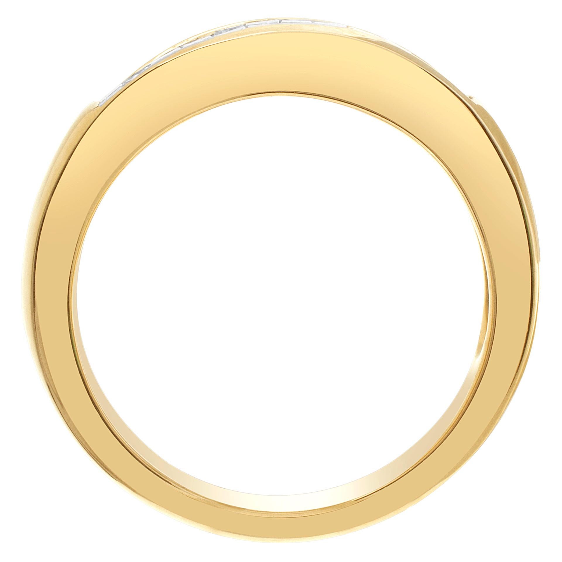 Men's 14k Yellow Gold Ring with Invisible Set Diamonds For Sale