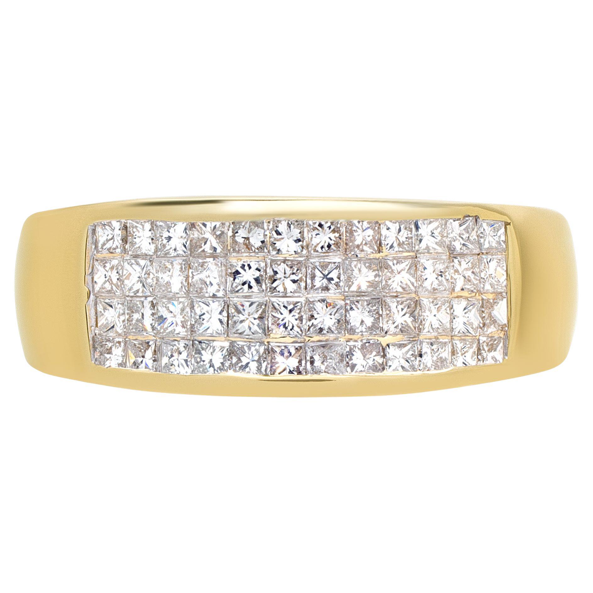 14k Yellow Gold Ring with Invisible Set Diamonds