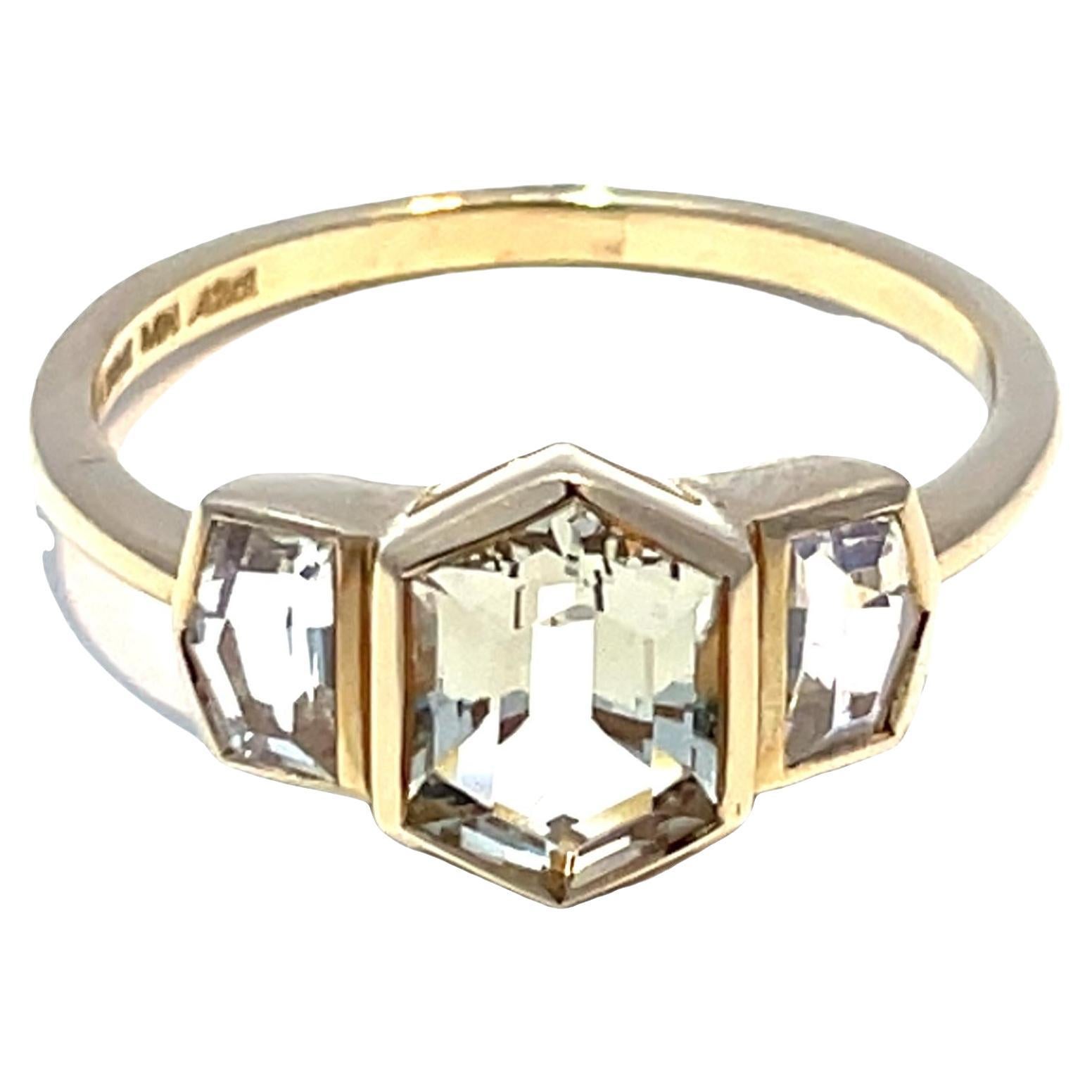 14K Yellow Gold Ring with Oregon Sunstone Center 
Moonstones