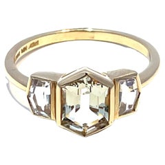 14K Yellow Gold Ring with Oregon Sunstone Center 
Moonstones