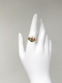 14K Yellow Gold Ring with Ruby and Diamonds