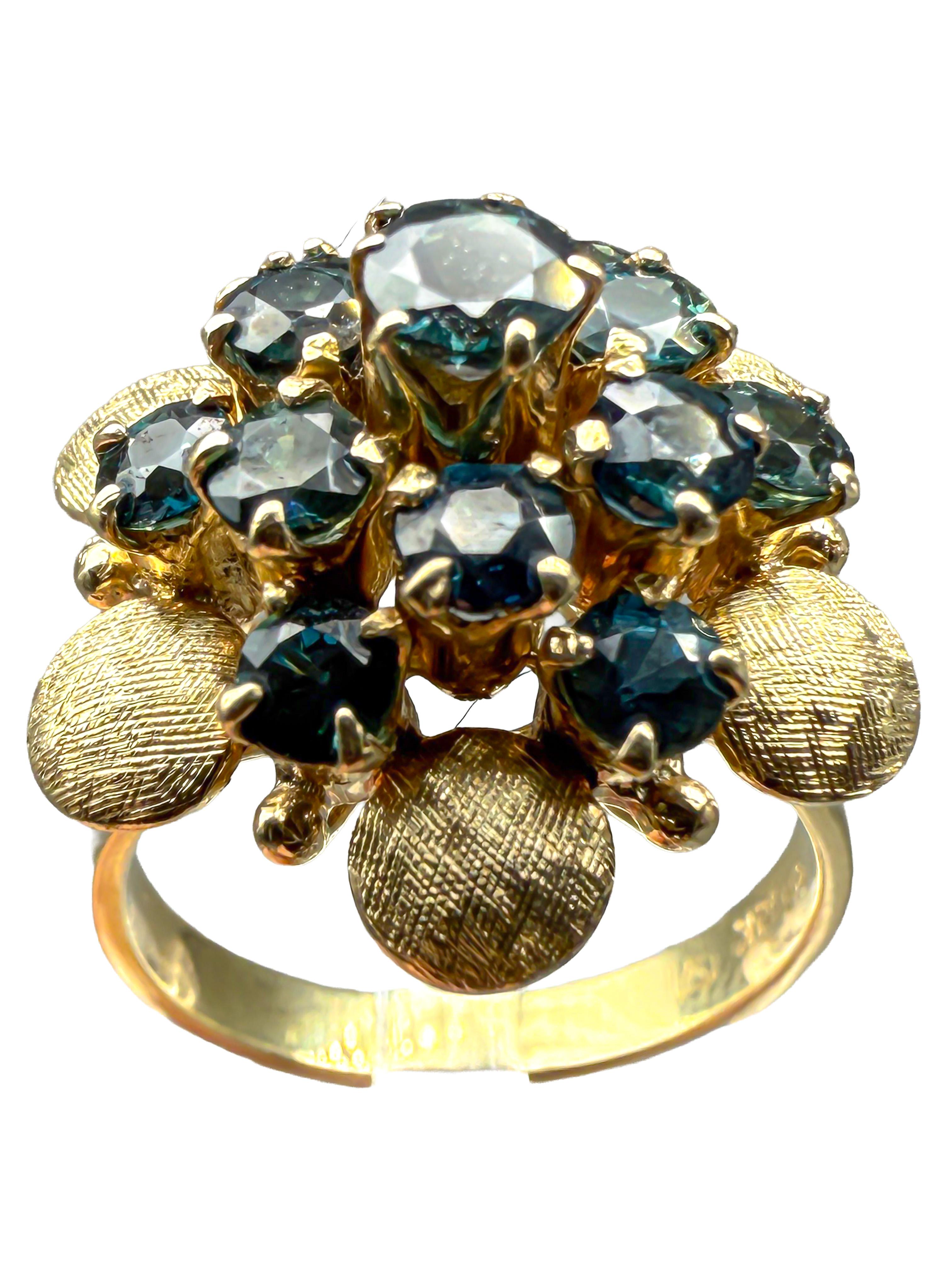 14K yellow gold ring with sapphire; certificate included in vendita 4