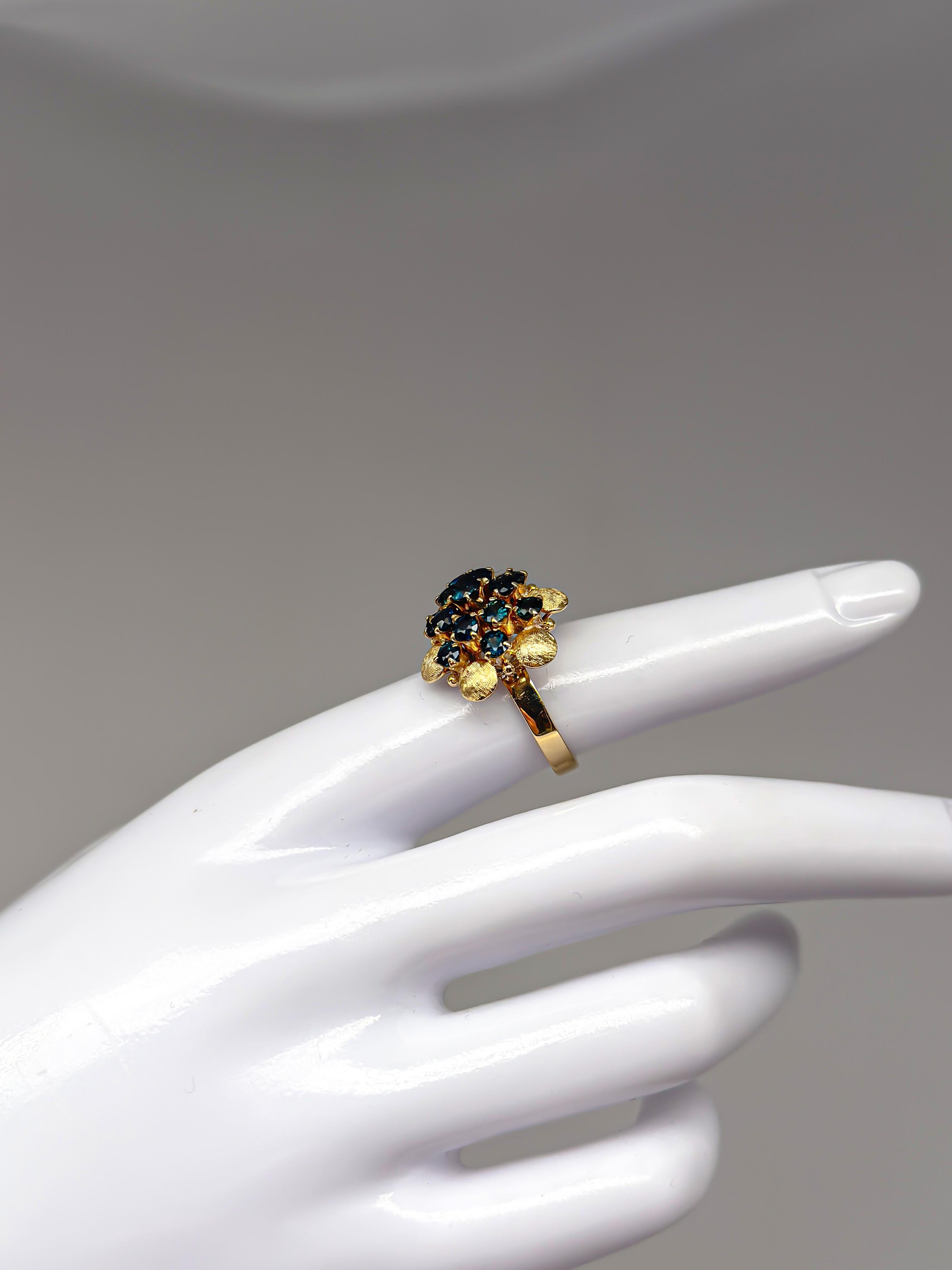 14K yellow gold ring with sapphire; certificate included in vendita 2