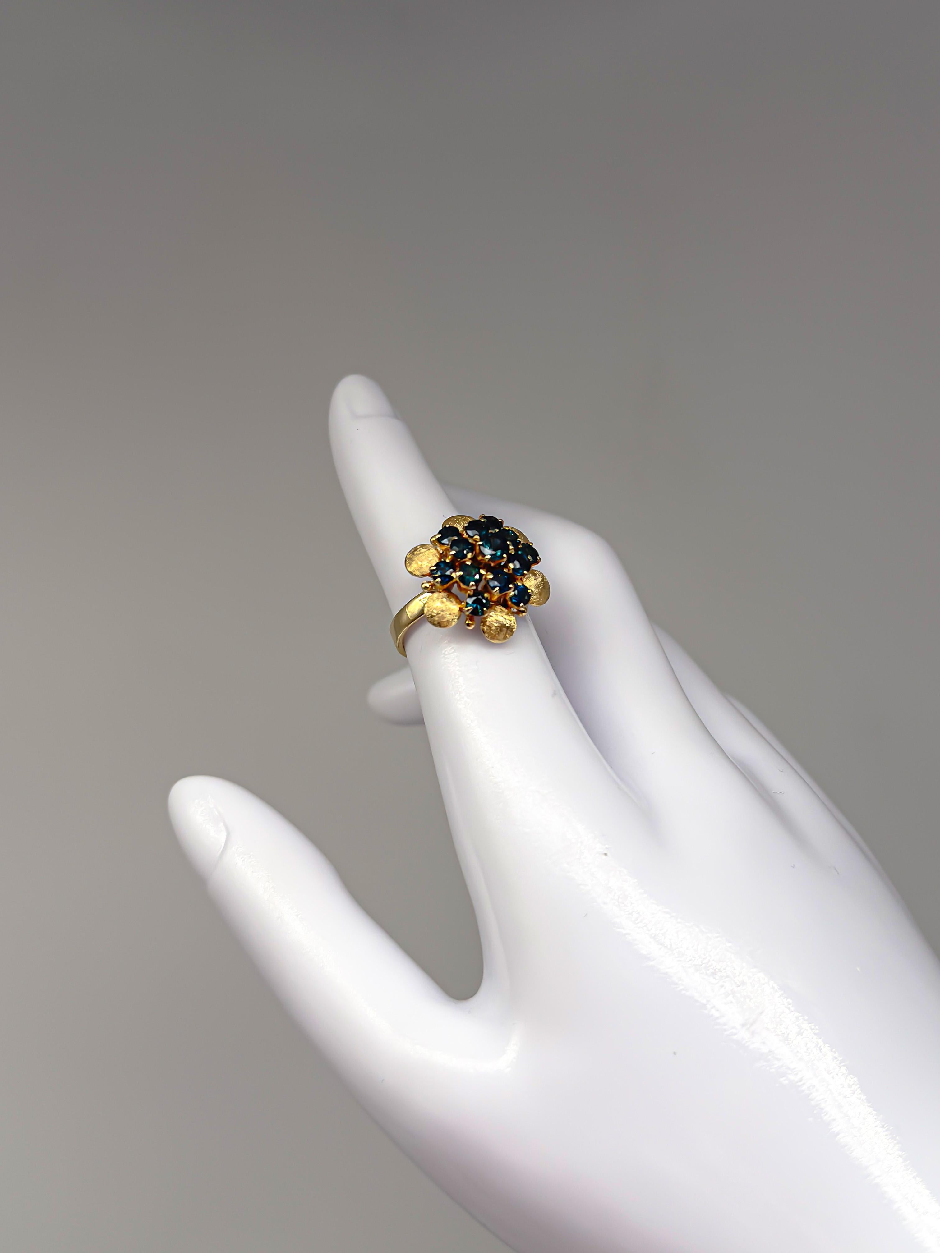 14K yellow gold ring with sapphire; certificate included in vendita 3