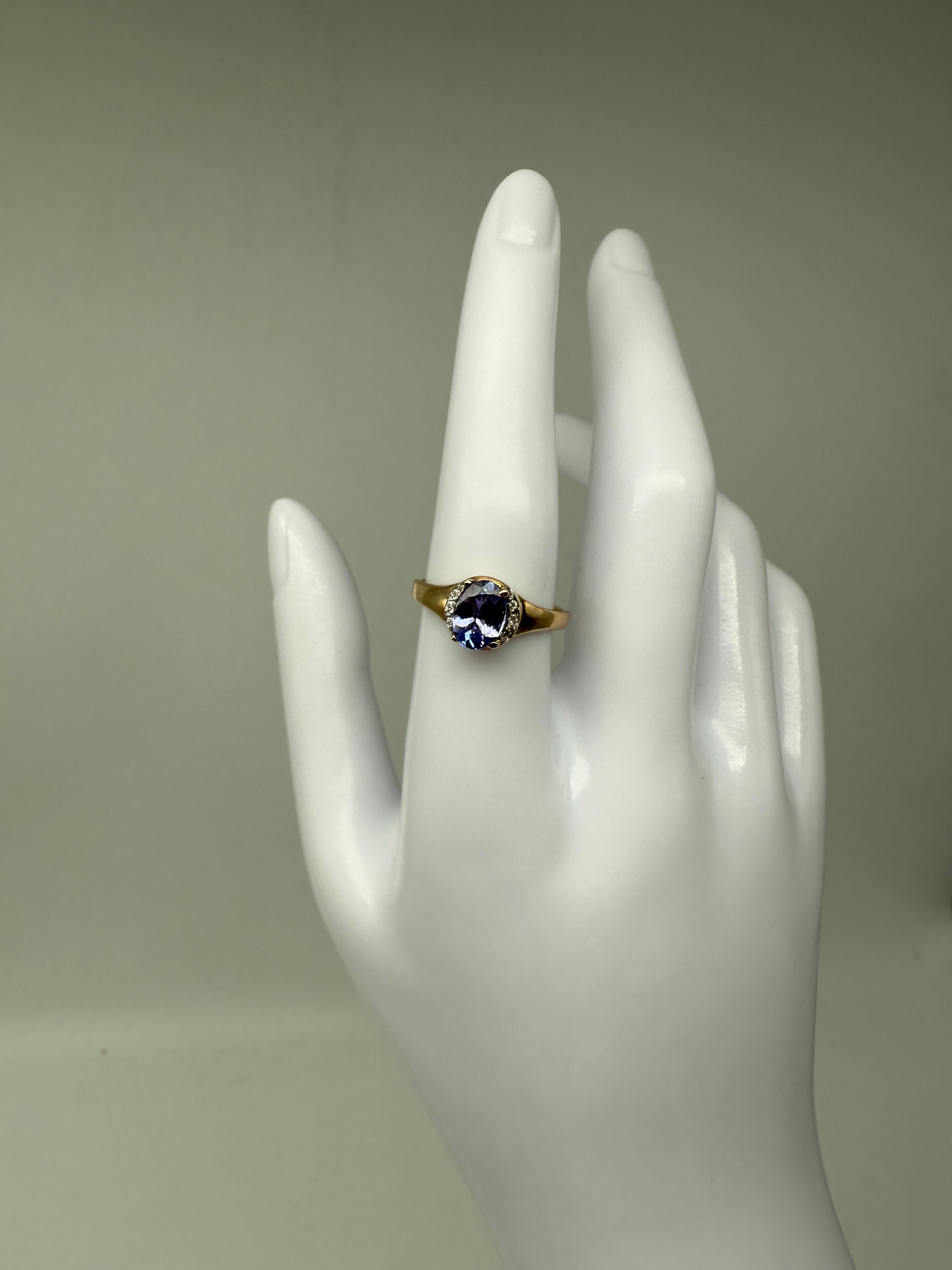 Bague en or jaune 14K avec Tanzanite Bon état - En vente à Berlin, DE
