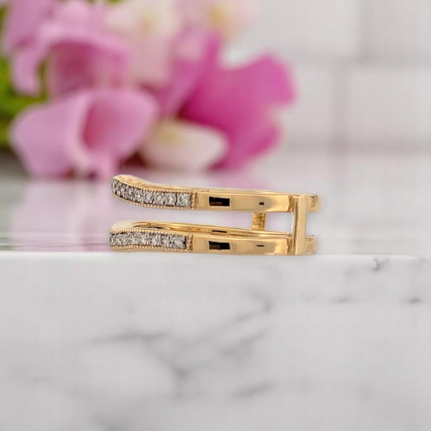 Oval Cut Ophelia  14K Yellow Gold Ring Wrap  .25 CTW Natural Round Diamonds  Size 7 For Sale