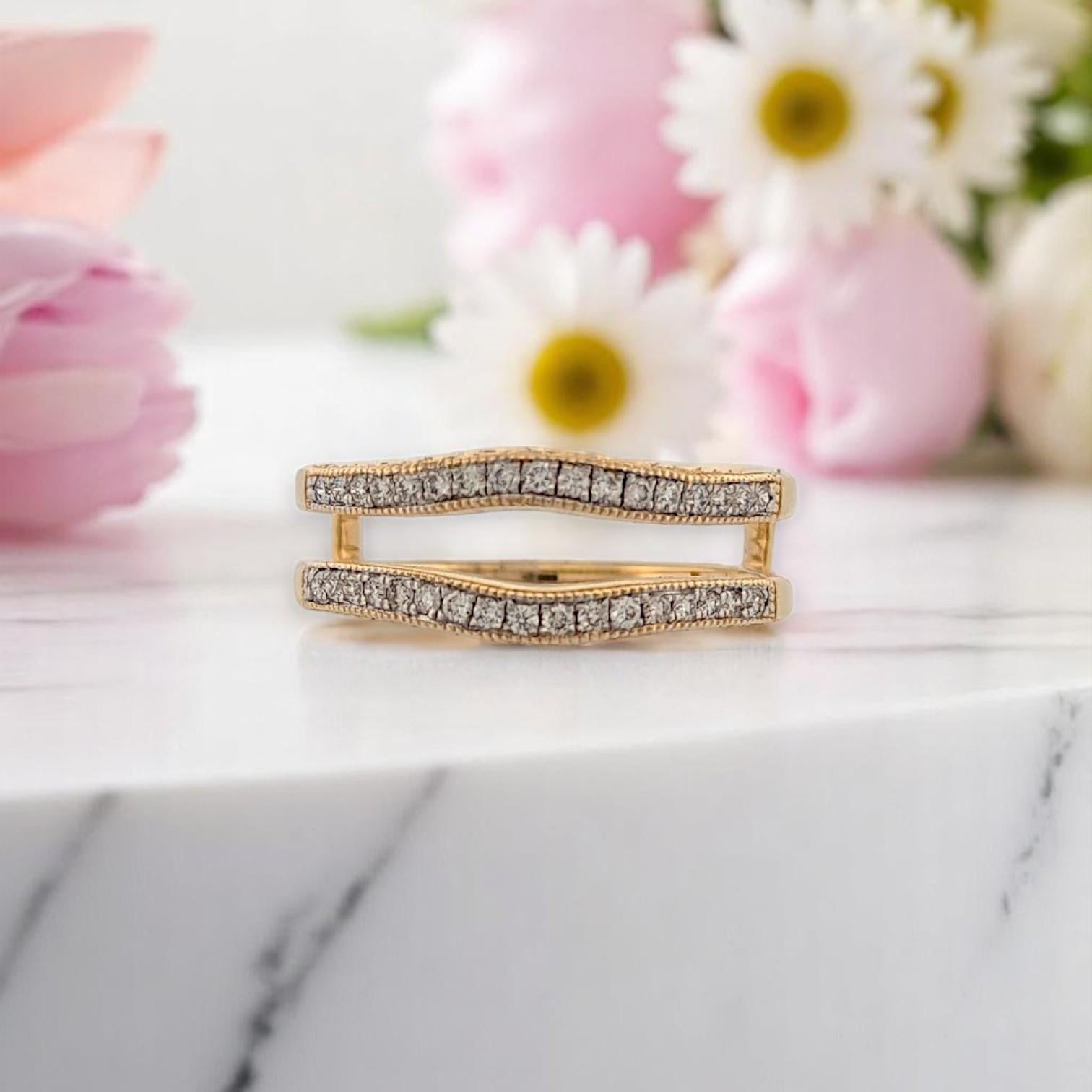 Ophelia  14K Yellow Gold Ring Wrap  .25 CTW Natural Round Diamonds  Size 7 In New Condition For Sale In Greeneville, TN