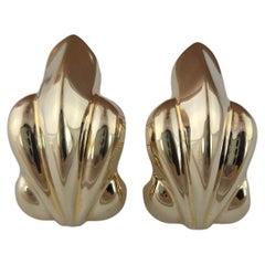 14K Yellow Gold Ripple Design Earrings #23648