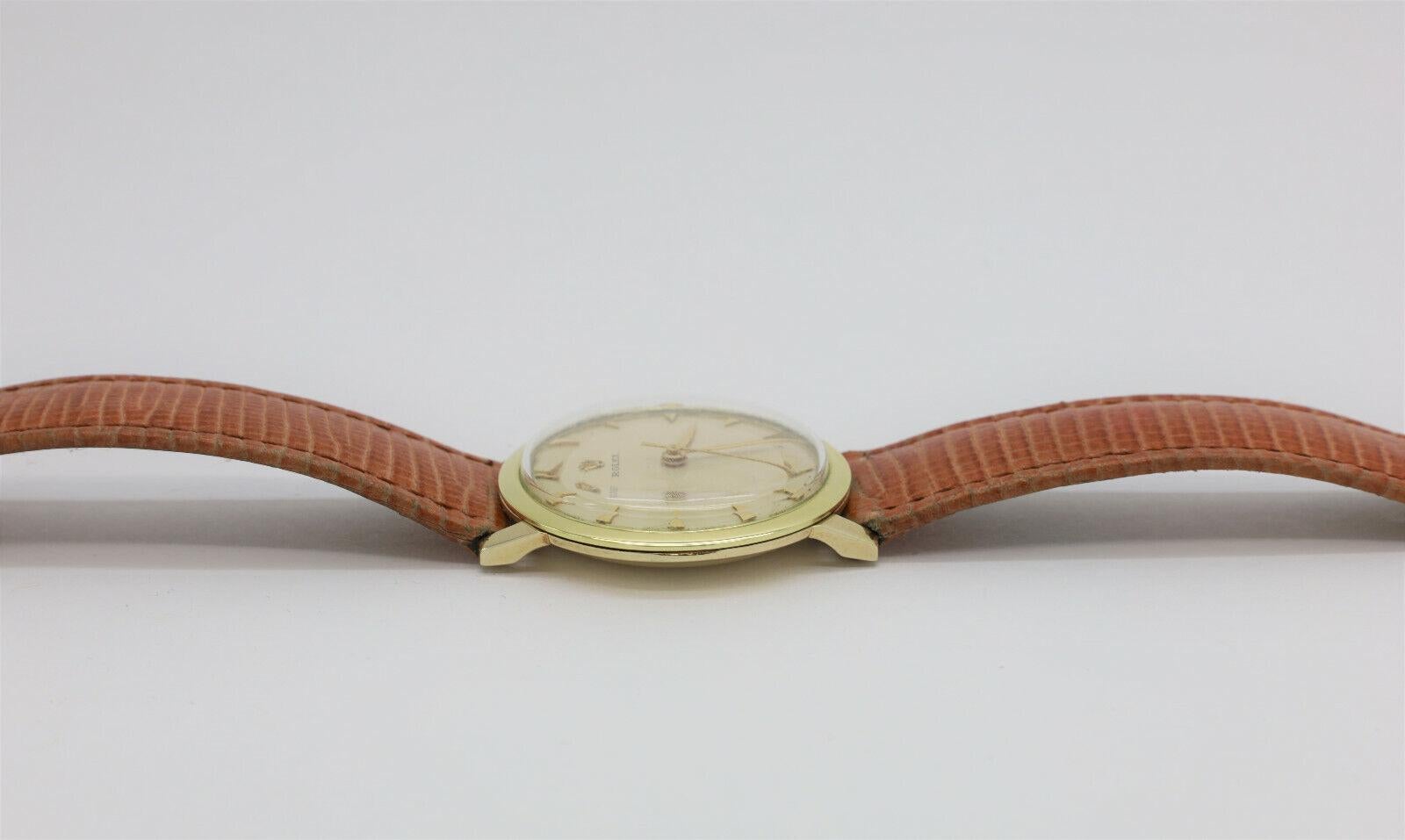 14k Yellow Gold Rolex Circa 1955 Precision Watch Hand Wound Cal. 1210 Movement For Sale 1